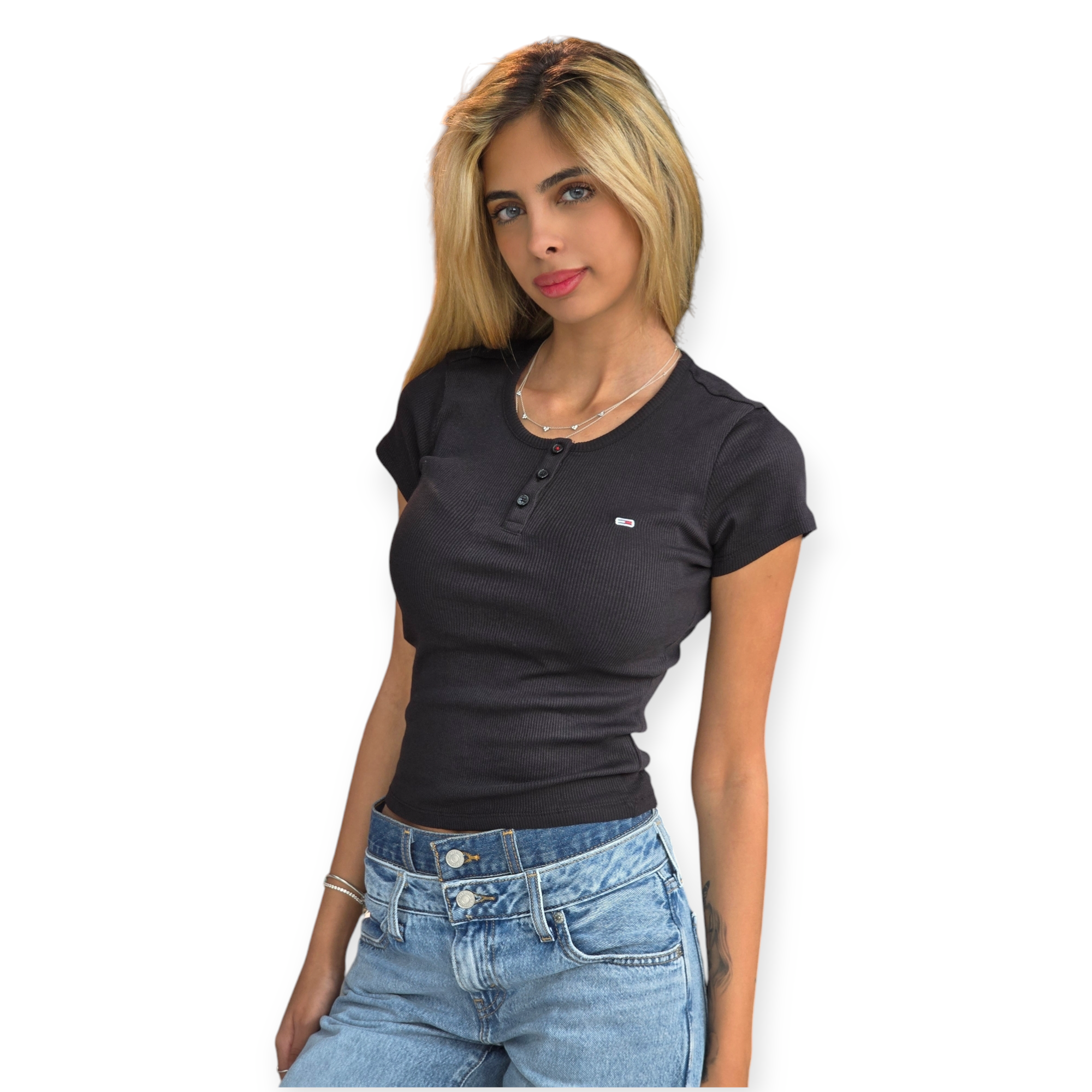 חולצה TOMMY HILFIGER SLIM BUTTON RIB