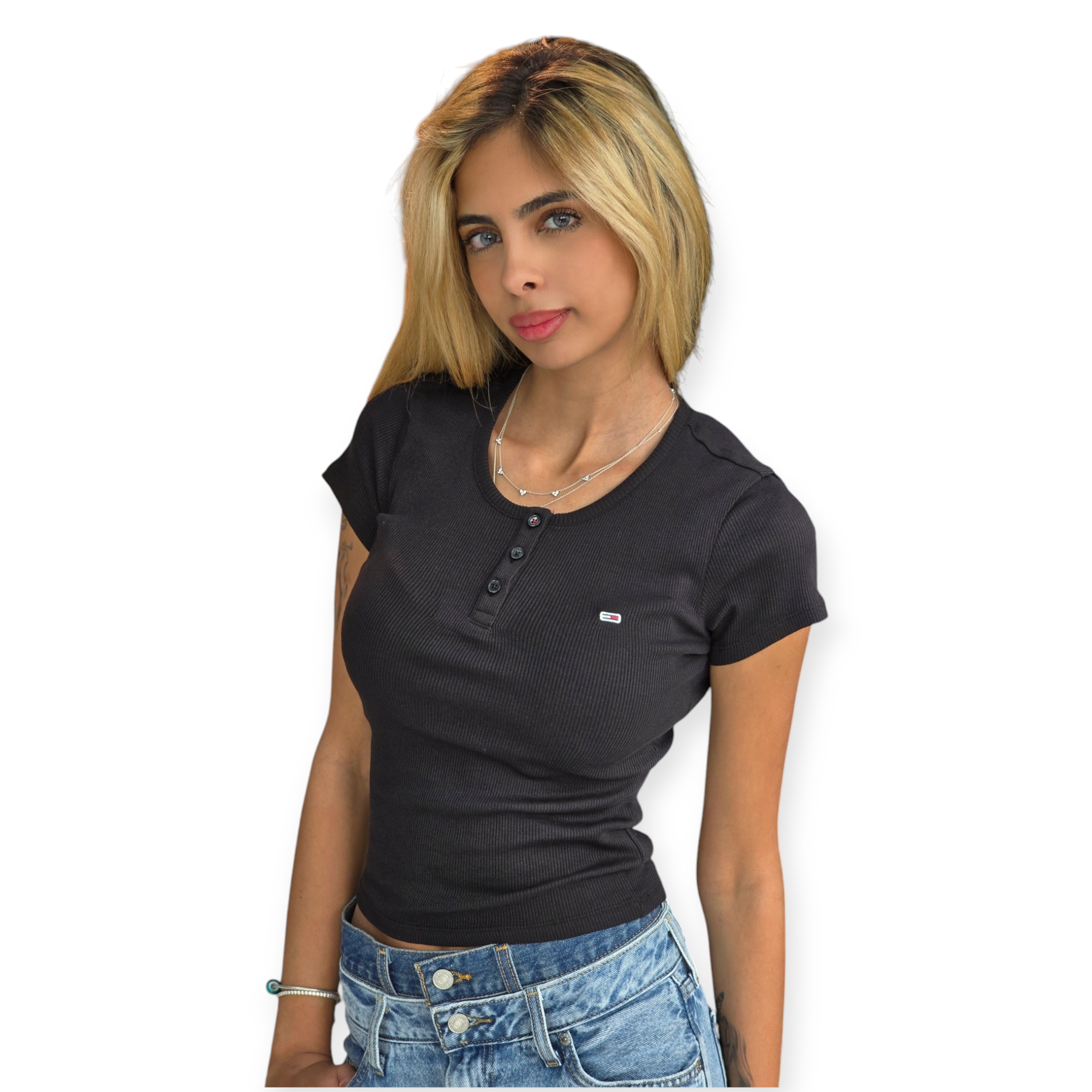 חולצה TOMMY HILFIGER SLIM BUTTON RIB