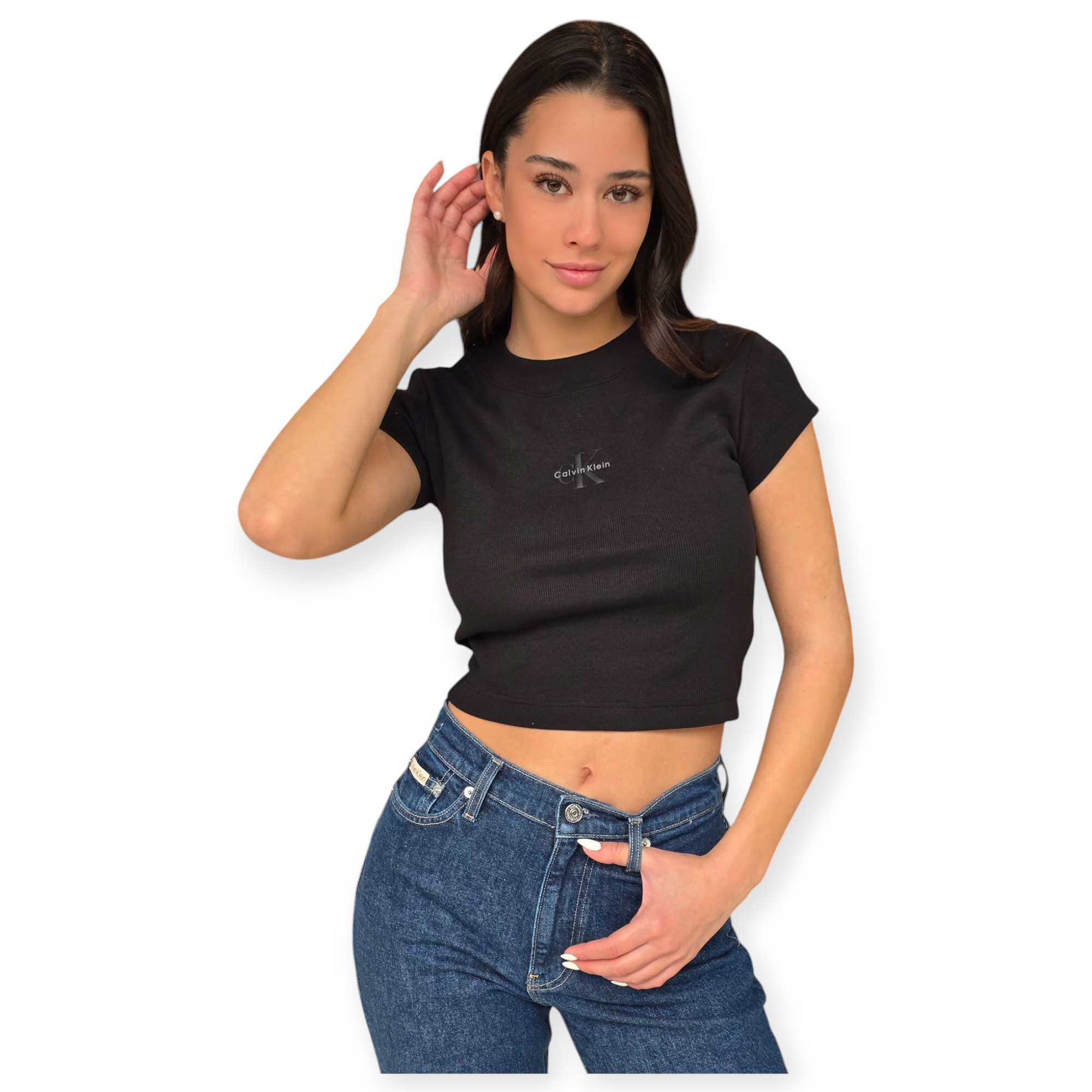 חולצה CALVIN KLEIN MONOGRAM RIB TEE חולצה CALVIN KLEIN MONOGRAM RIB TEE