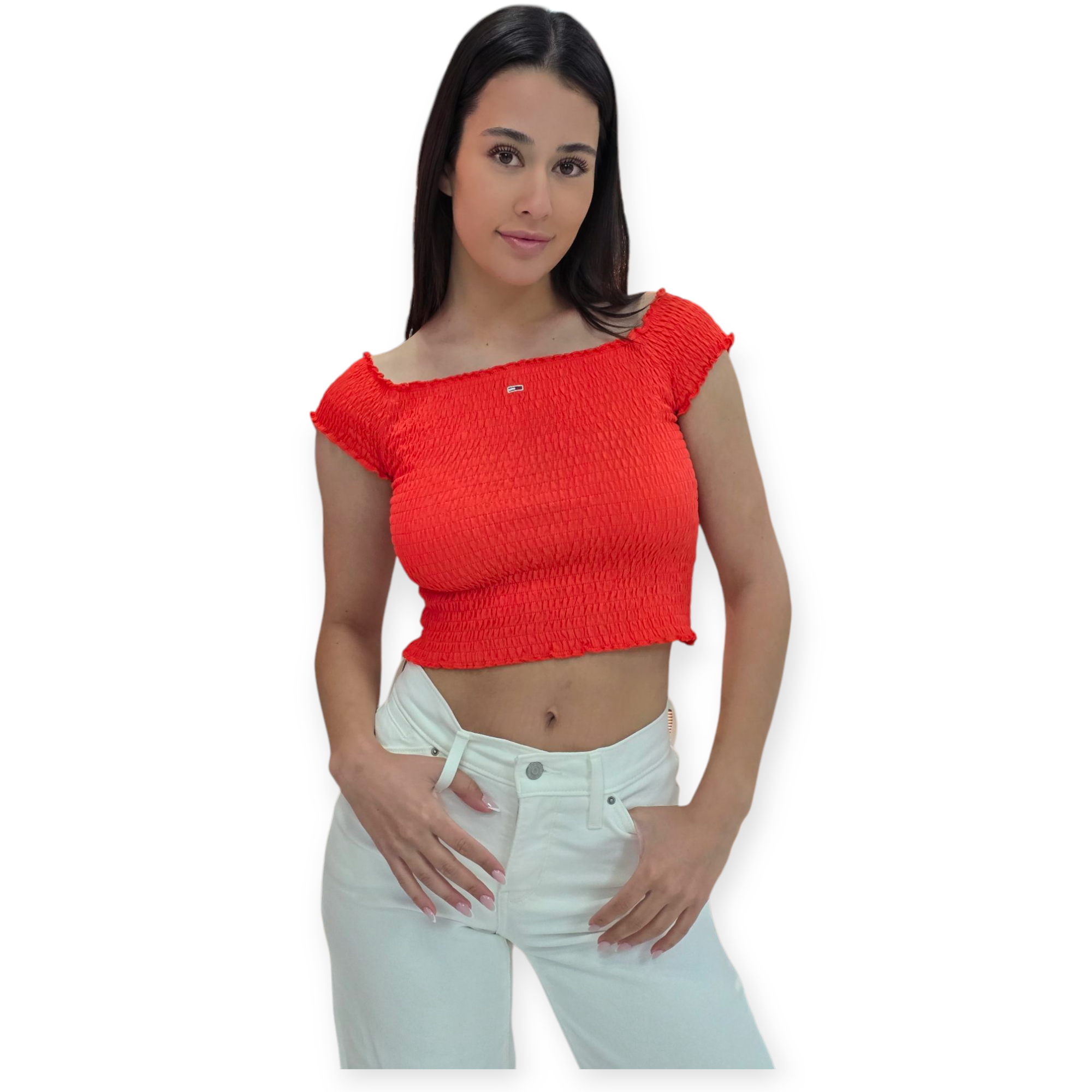 חולצה TOMMY HILFIGER CRP SMOCK TOP