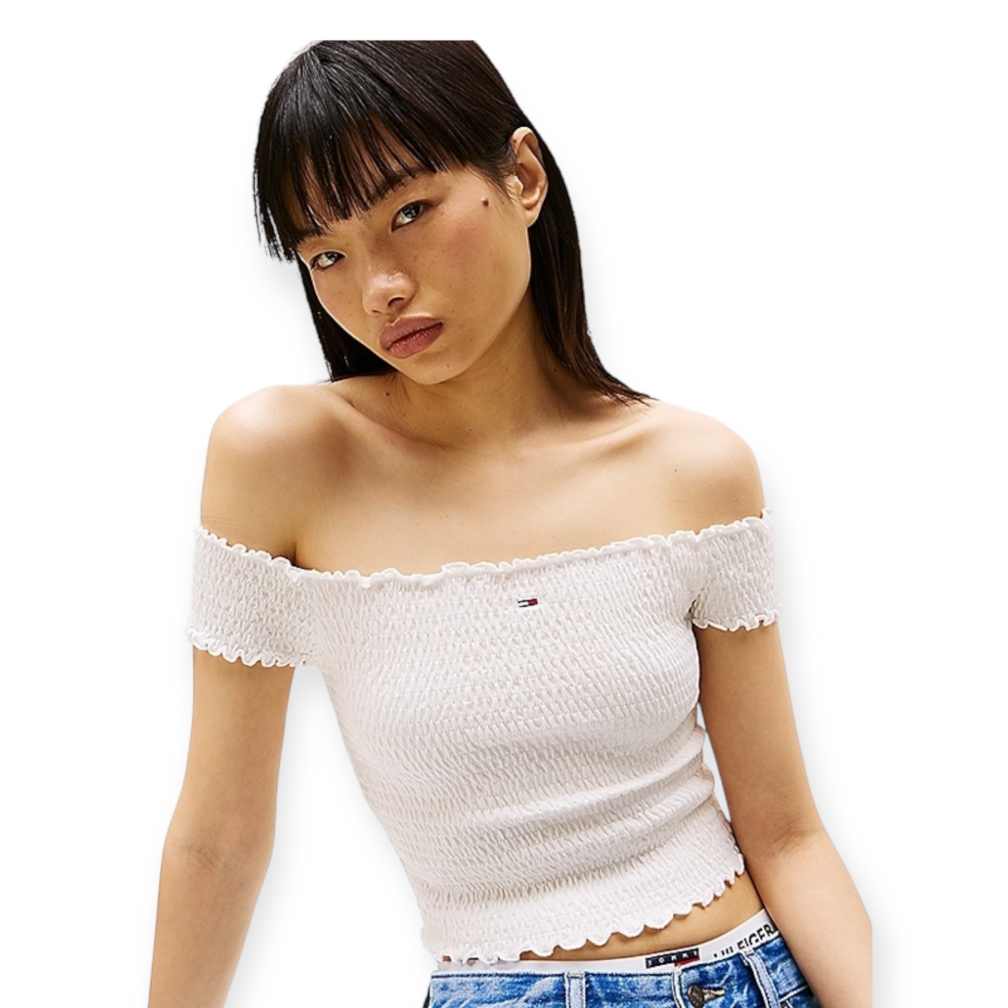 חולצה TOMMY HILFIGER CRP SMOCK TOP