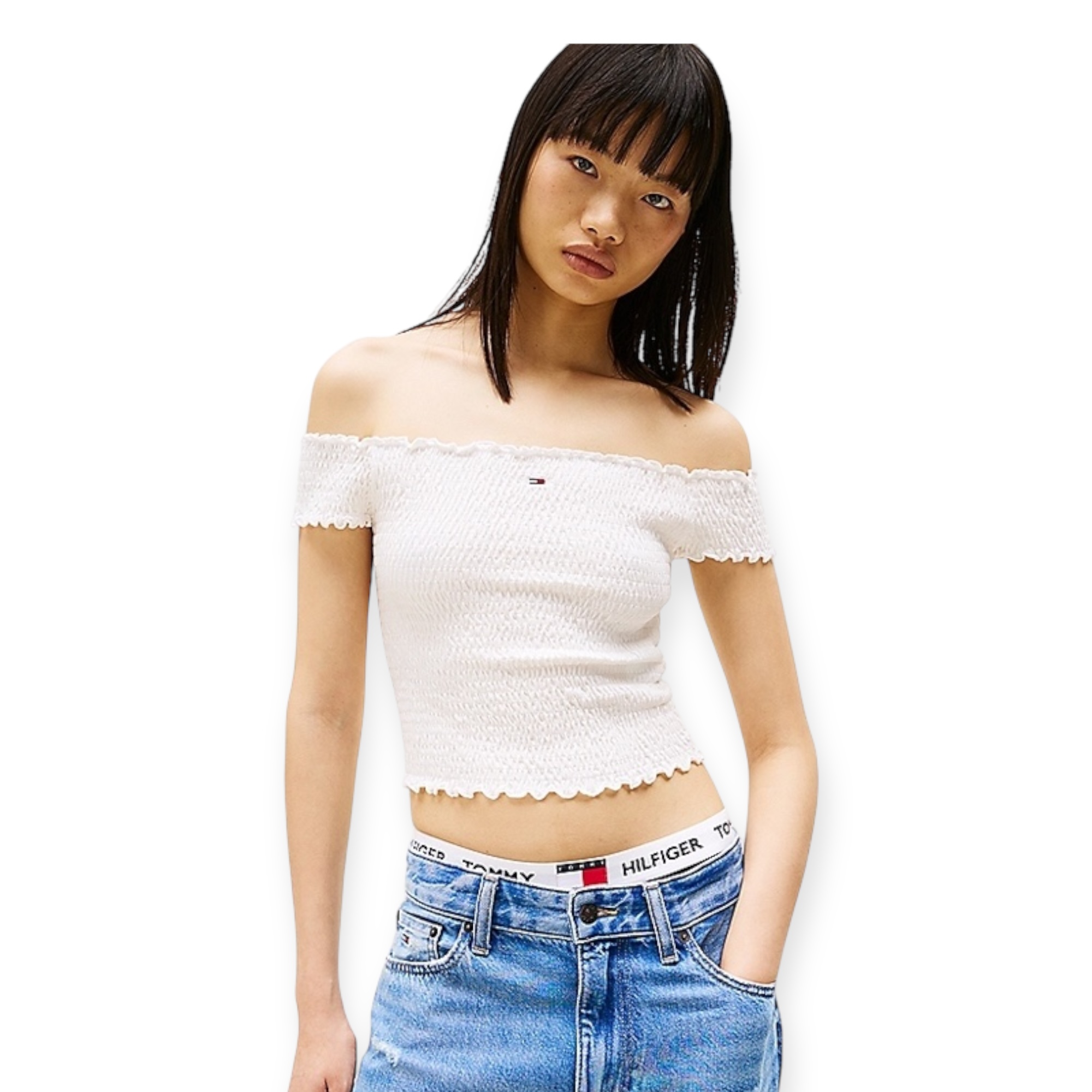 חולצה TOMMY HILFIGER CRP SMOCK TOP