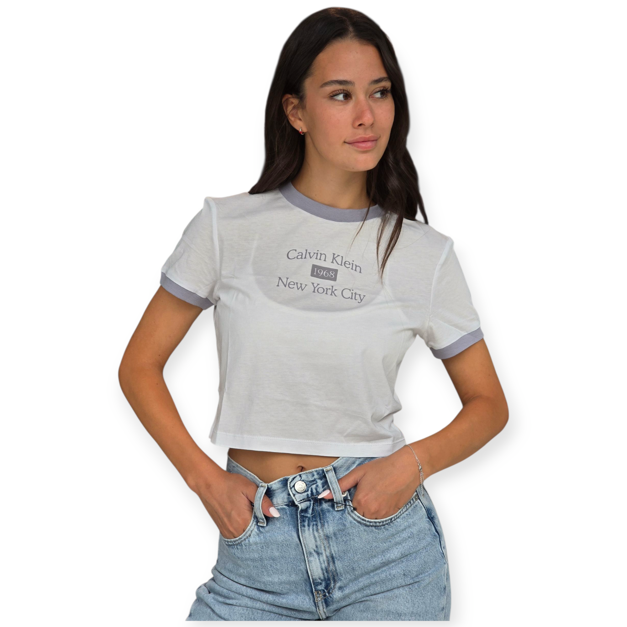 חולצה CALVIN KLEIN JERSEY CROP TEE חולצה CALVIN KLEIN JERSEY CROP TEE