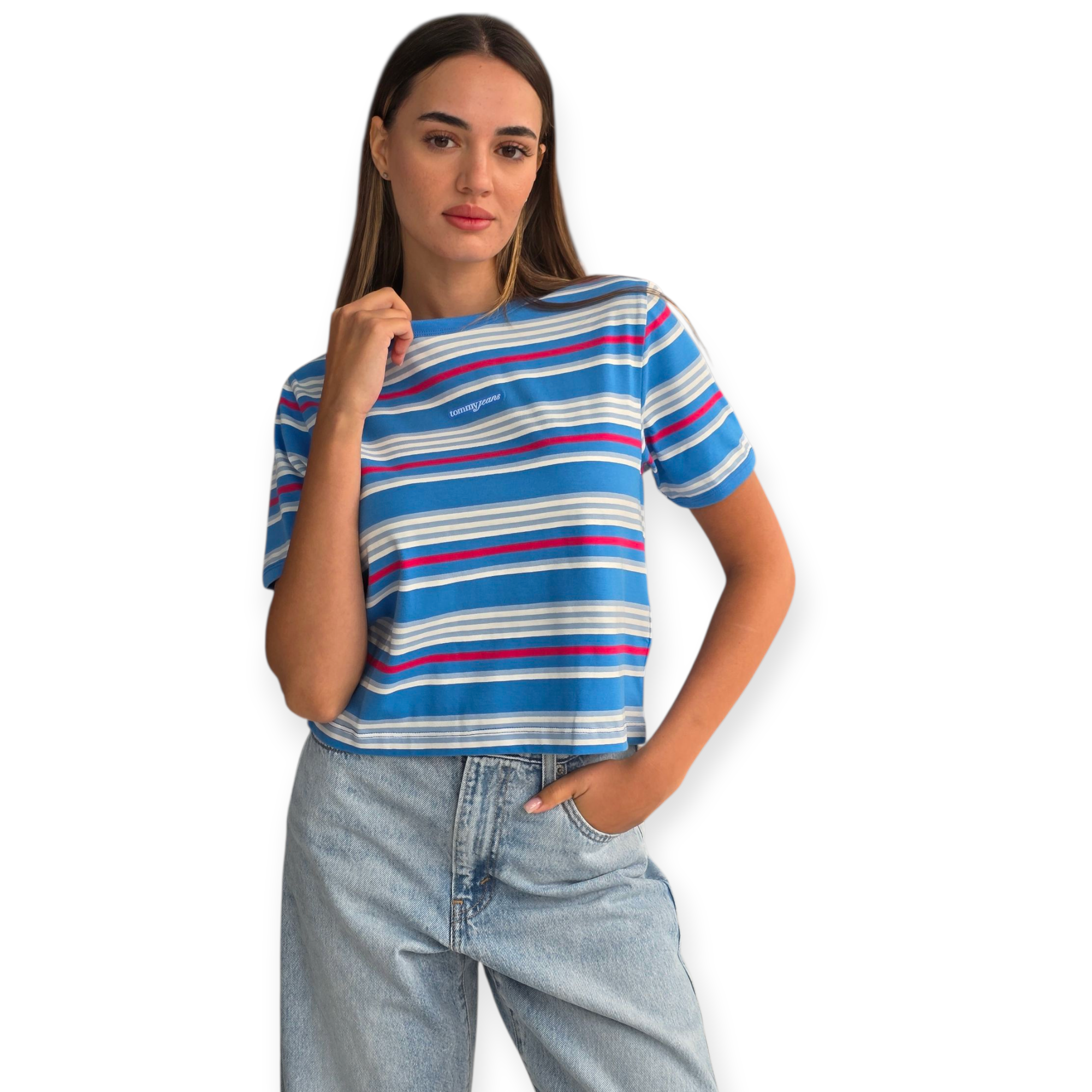 חולצה TOMMY HILFIGER SCRIPT STRIPE TEE חולצה TOMMY HILFIGER SCRIPT STRIPE TEE