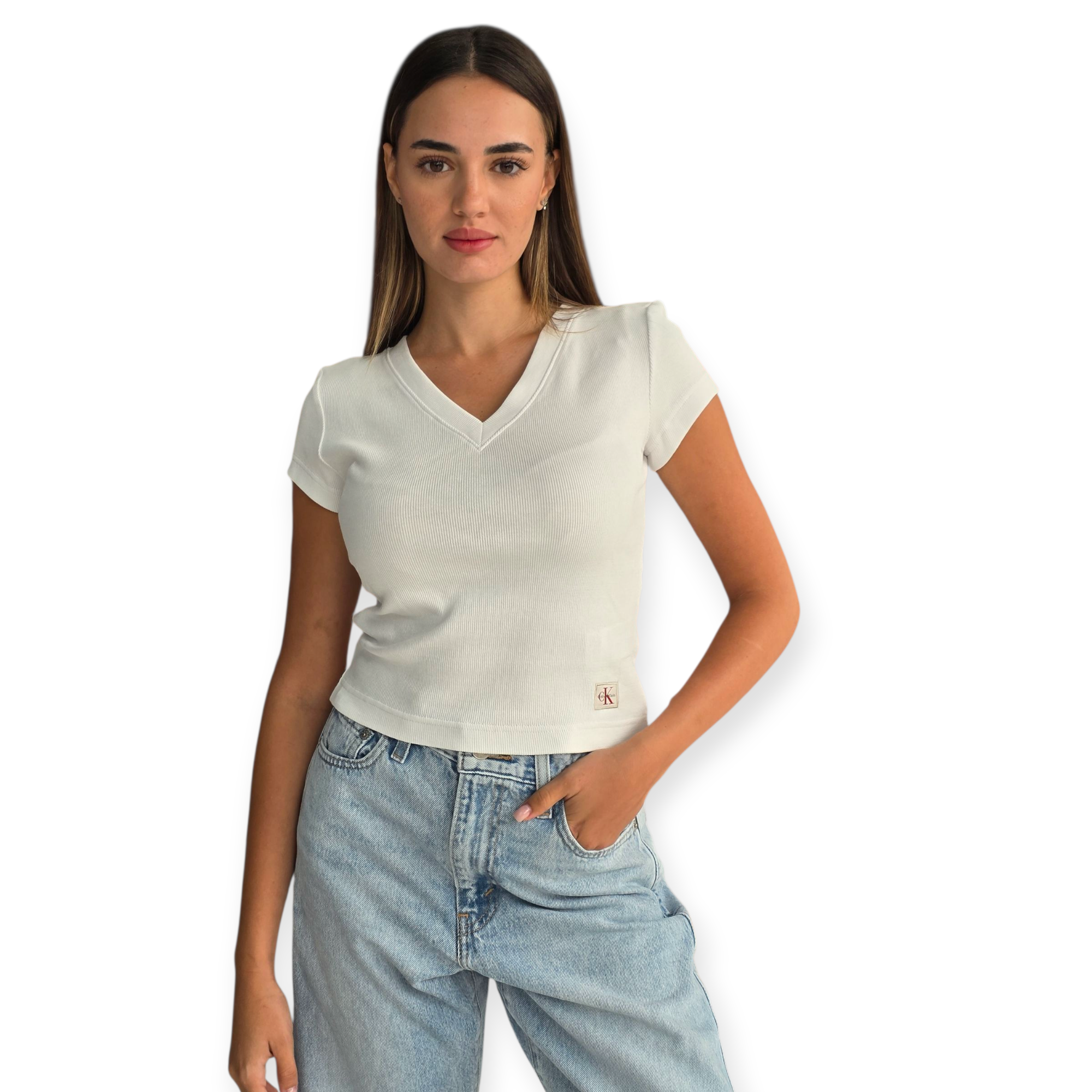 חולצה CALVIN KLEIN WOVEN LABEL RIB