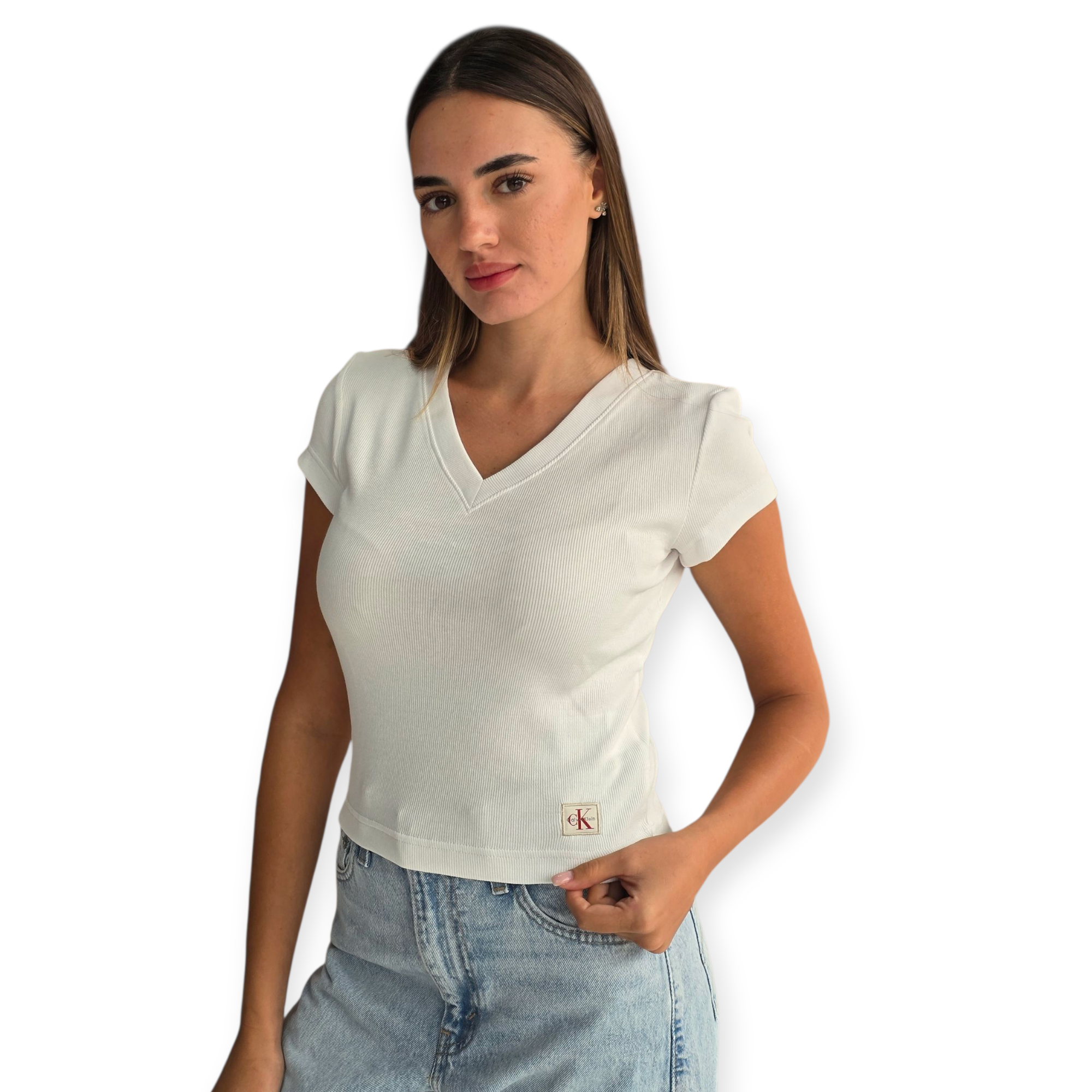 חולצה CALVIN KLEIN WOVEN LABEL RIB