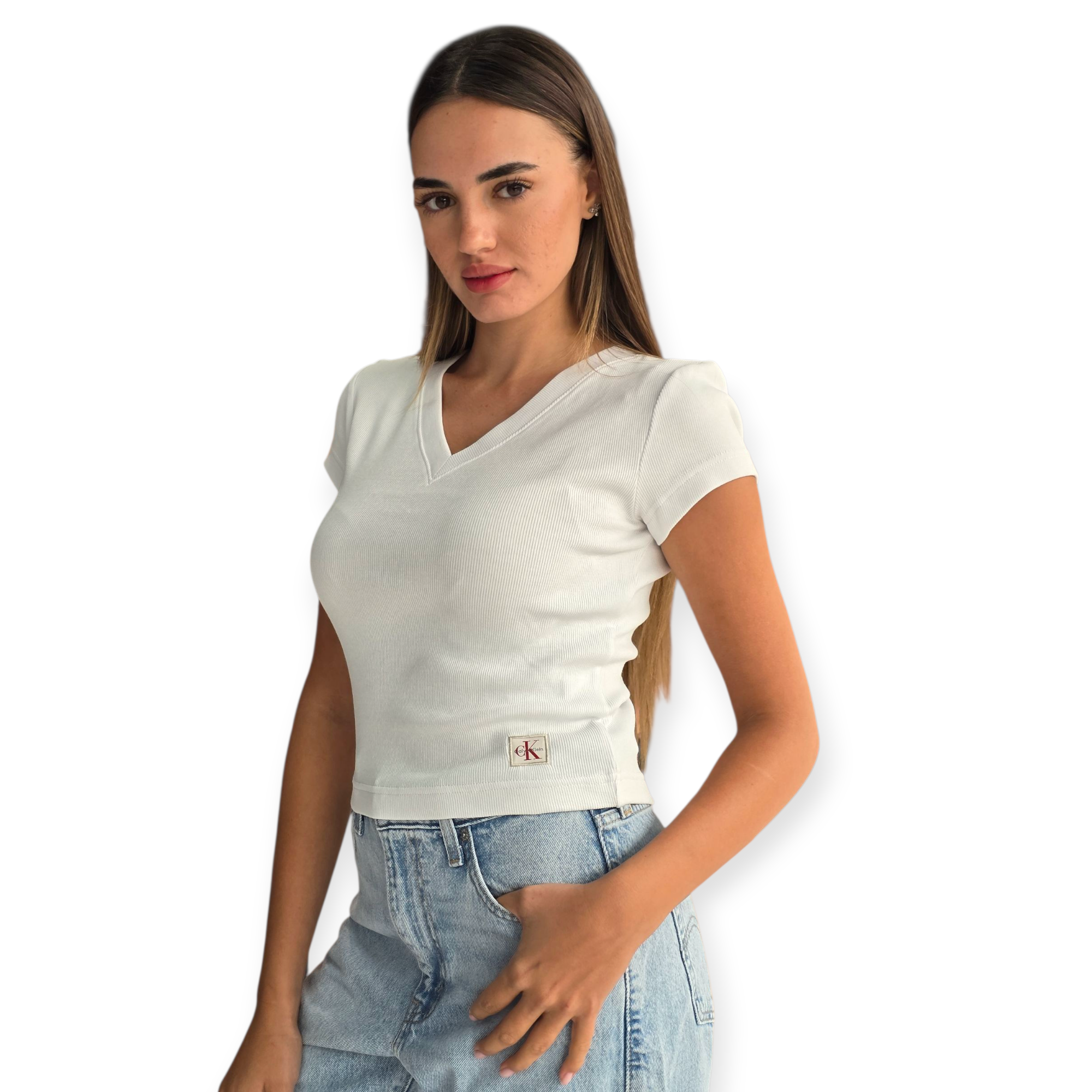 חולצה CALVIN KLEIN WOVEN LABEL RIB