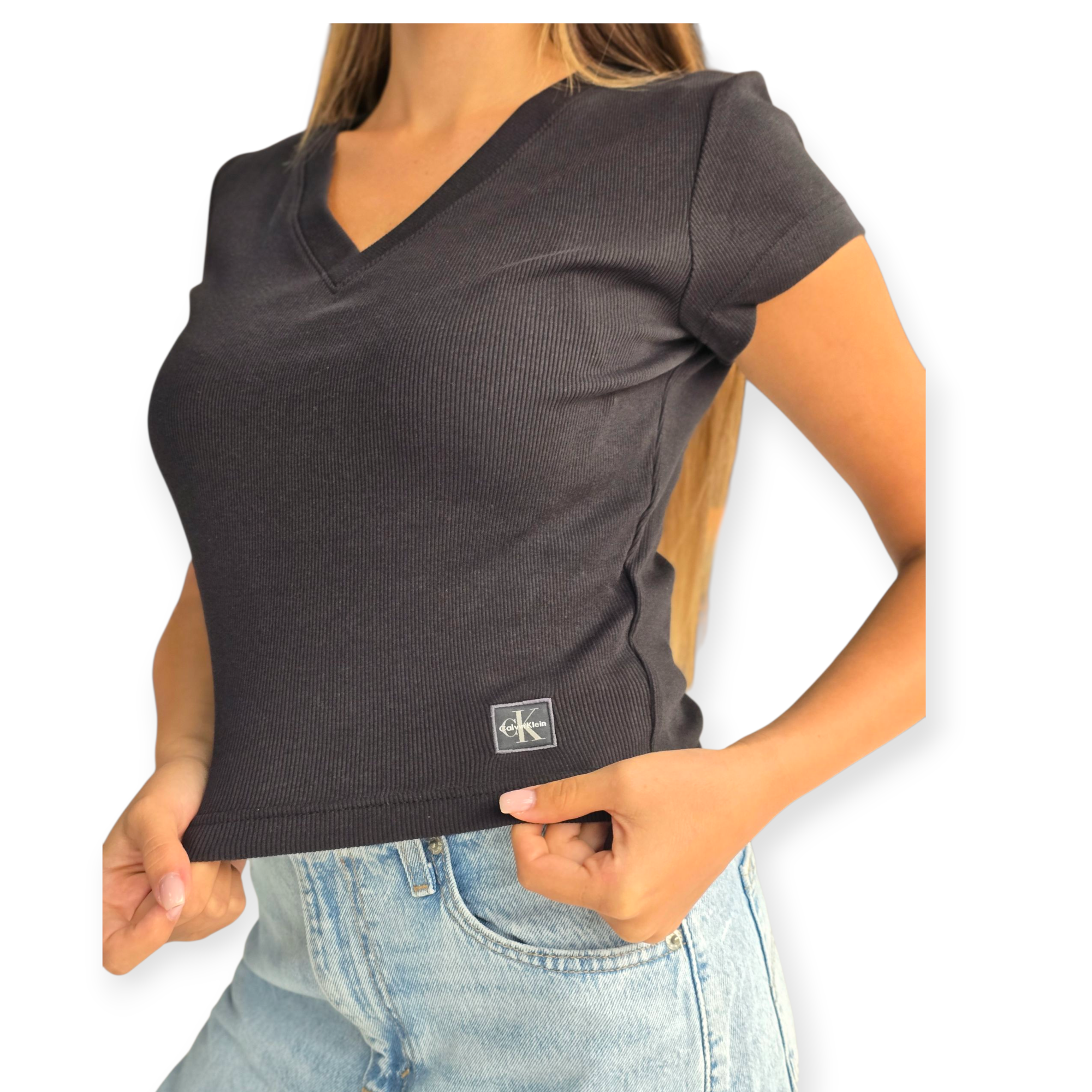 חולצה CALVIN KLEIN WOVEN LABEL RIB