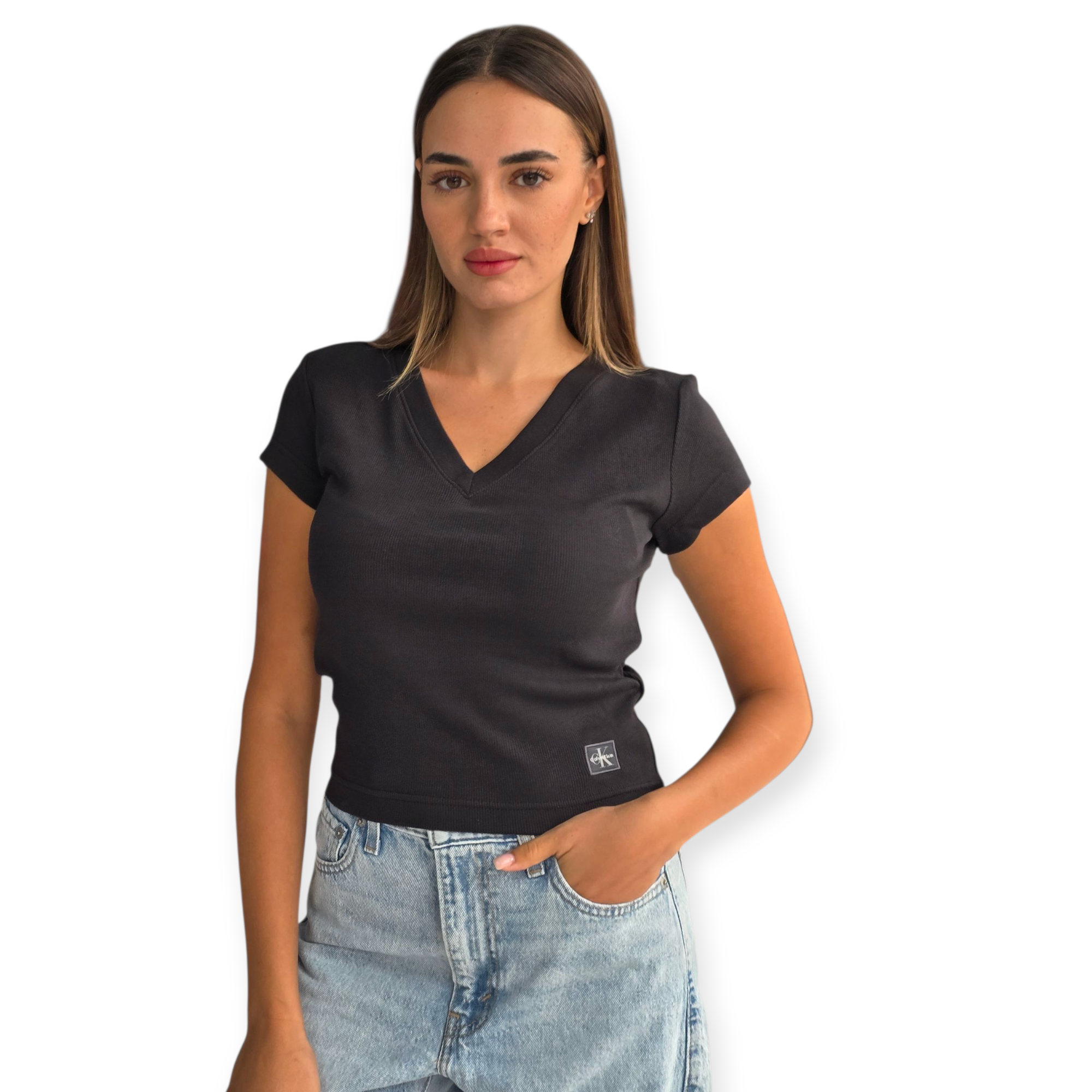 חולצה CALVIN KLEIN WOVEN LABEL RIB