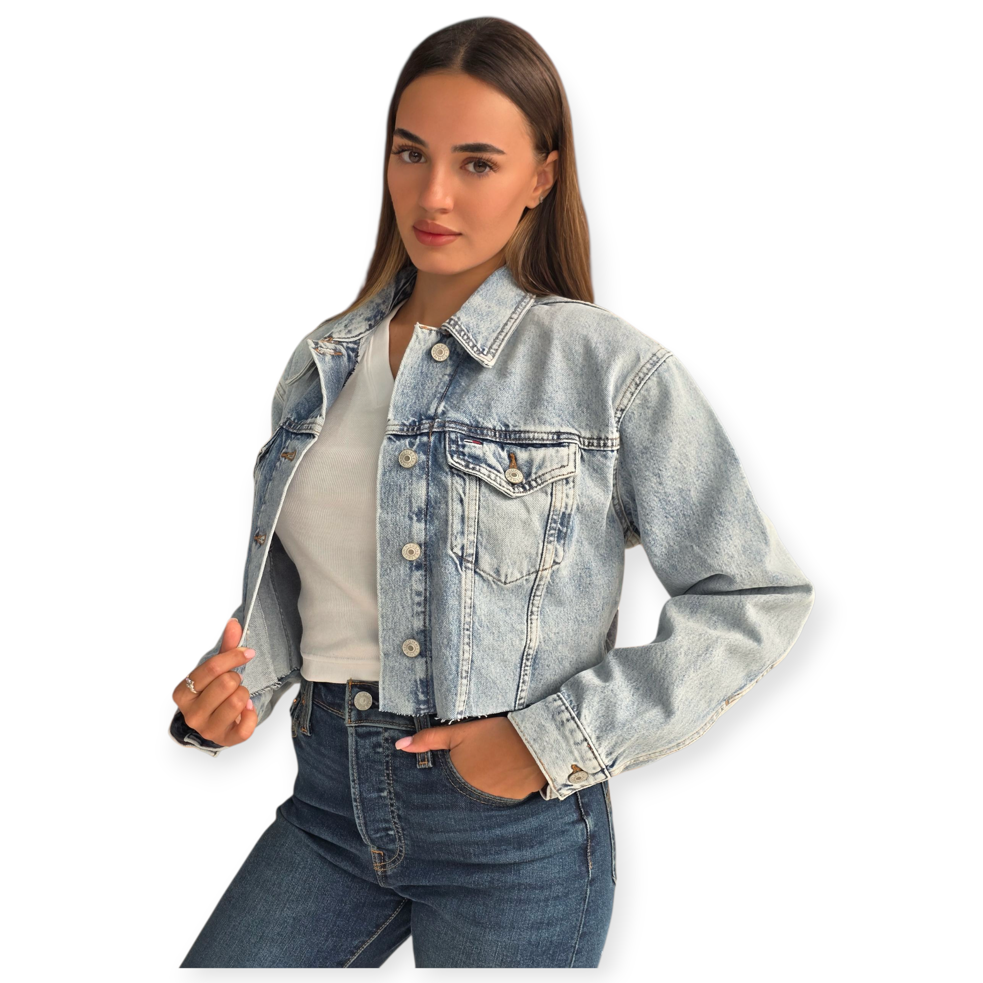 מעיל TOMMY HILFIGER CROPED TRUCKER JACKET