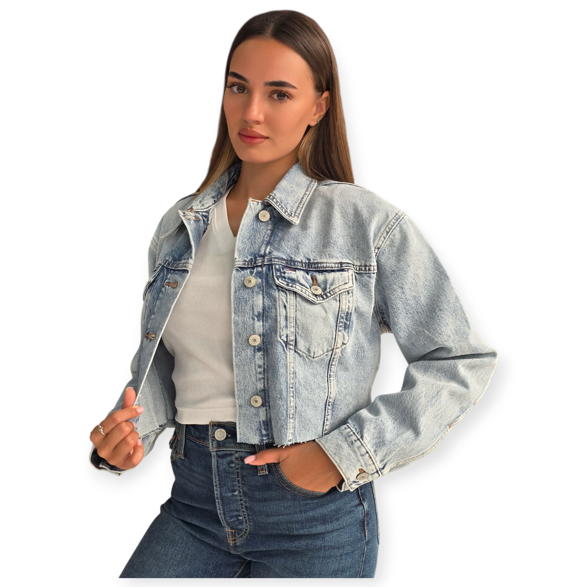 מעיל TOMMY HILFIGER CROPED TRUCKER JACKET