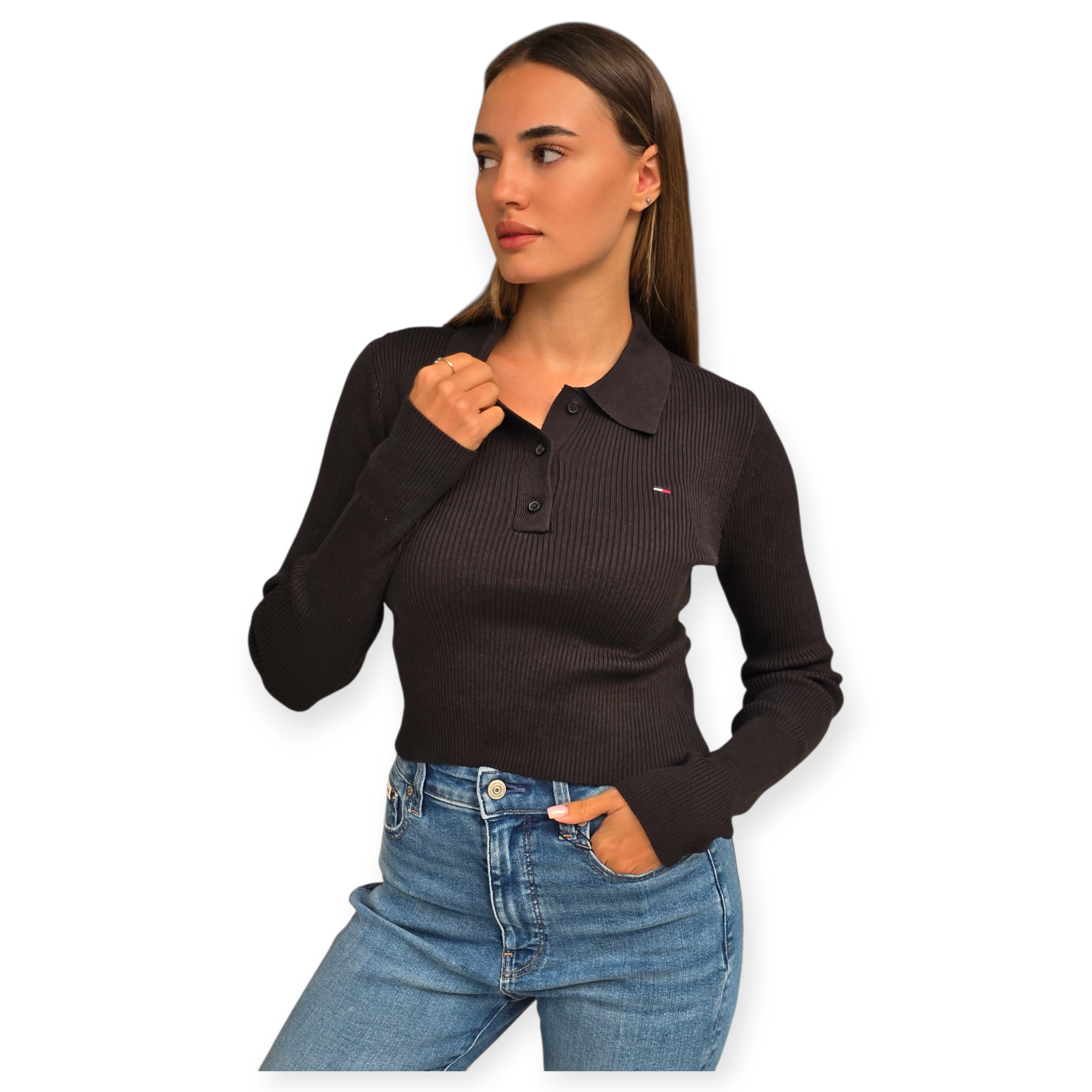 חולצה TOMMY HILFIGER ESSENTIAL POLO LS SWEATHER חולצה TOMMY HILFIGER ESSENTIAL POLO LS SWEATHER