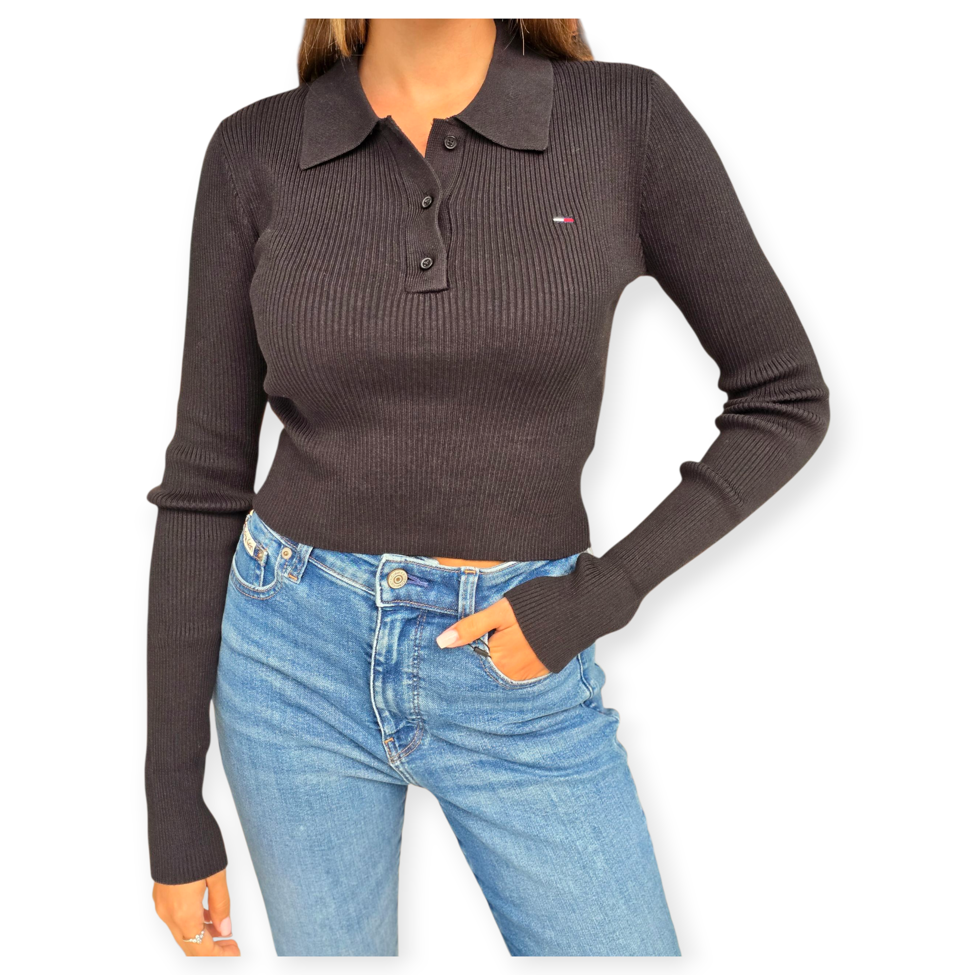 חולצה TOMMY HILFIGER ESSENTIAL POLO LS SWEATHER חולצה TOMMY HILFIGER ESSENTIAL POLO LS SWEATHER