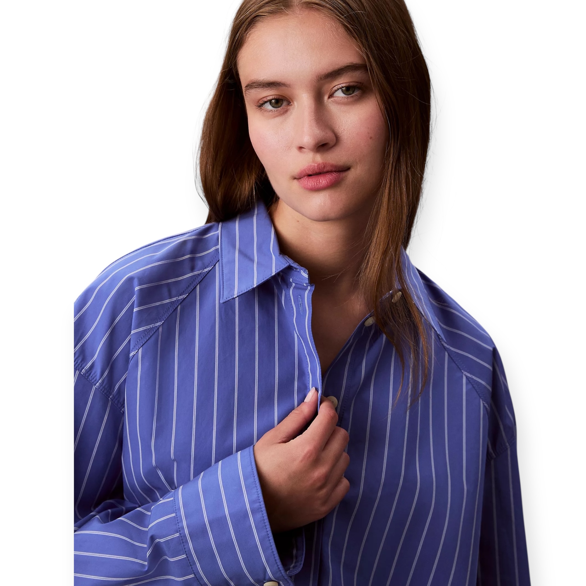 חולצה CALVIN KLEIN STRIPED BOXY CROPPED SHIRT