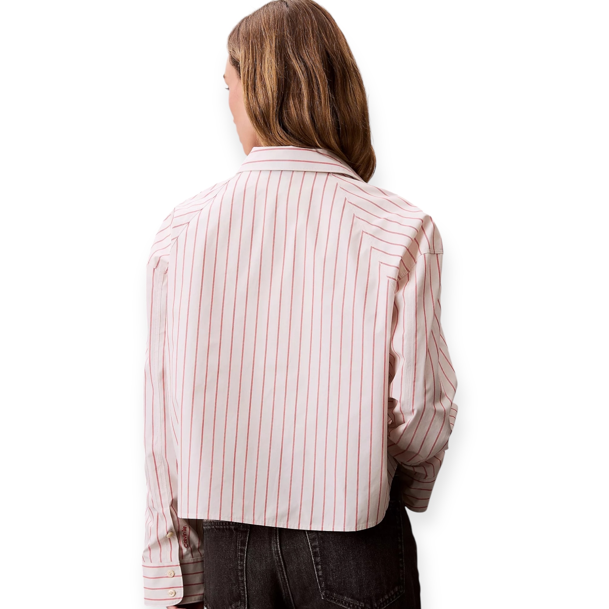 חולצה CALVIN KLEIN STRIPED BOXY CROPPED SHIRT