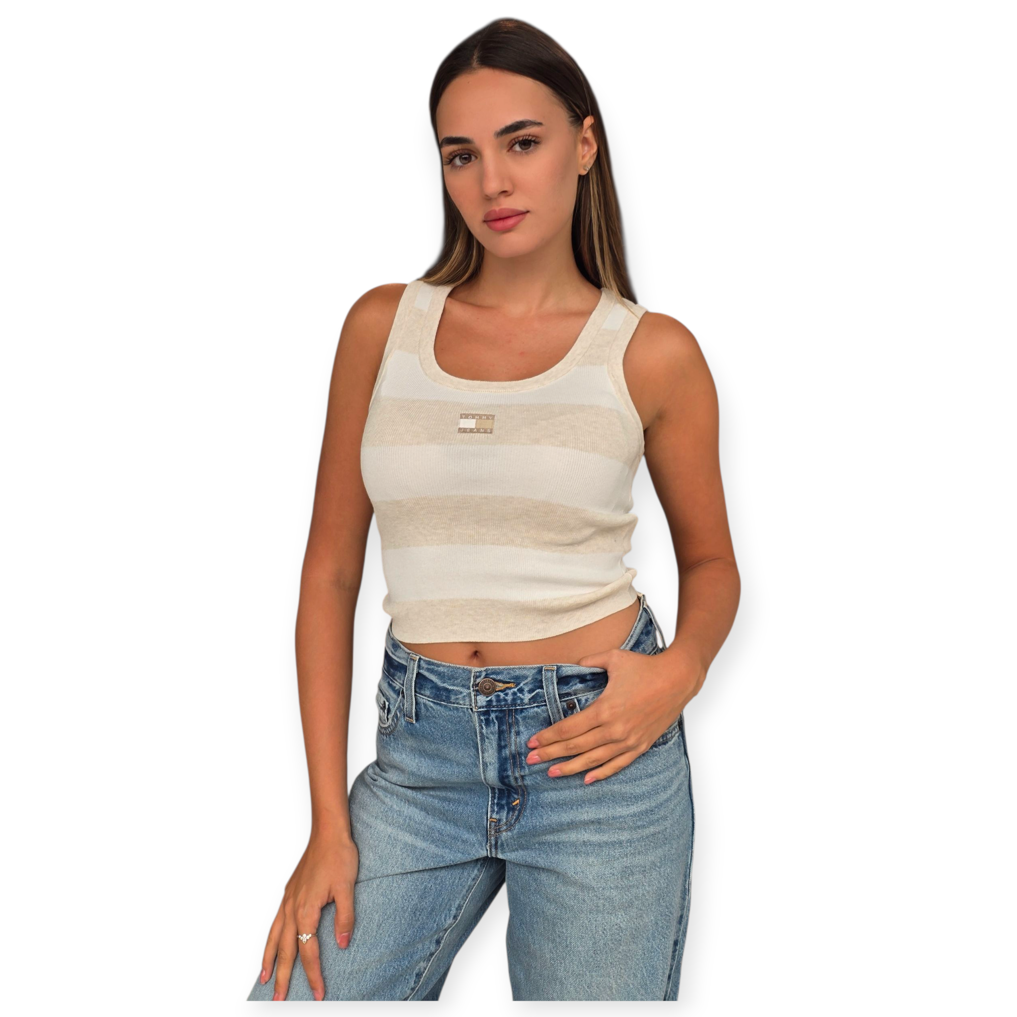 חולצה TOMMY HILFIGER CROP STRIPE TANK