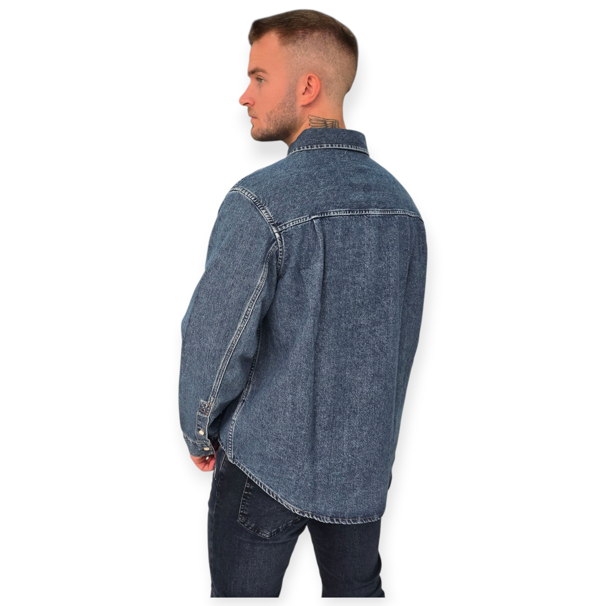 חולצה CALVIN KLEIN HARBOUR BLUE OVERSHIRT חולצה CALVIN KLEIN HARBOUR BLUE OVERSHIRT