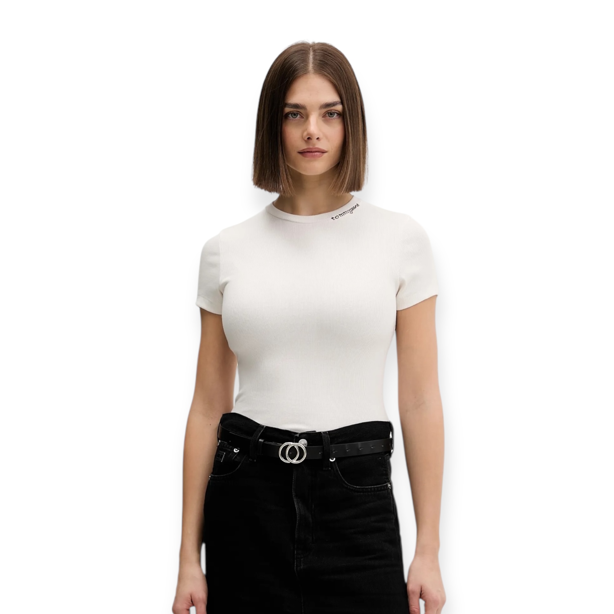 חולצה TOMMY HILFIGER SLIM SCRIPT RIB TEE