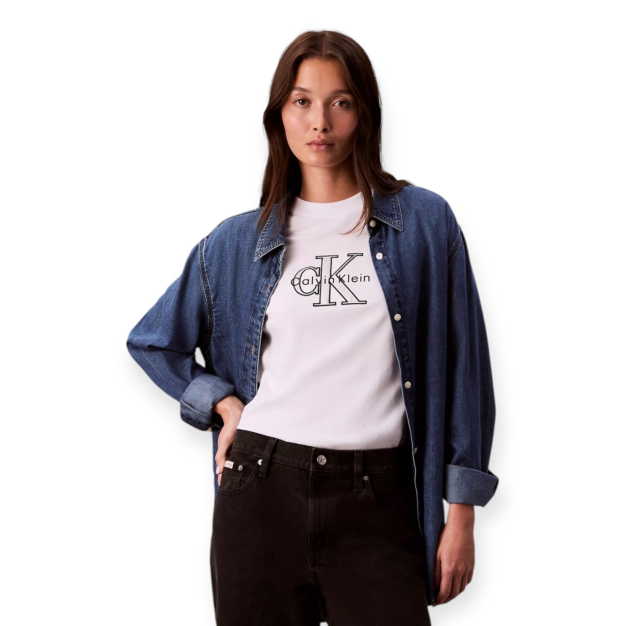 חולצה CALVIN KLEIN MONOGRAM METALLIC TEE חולצה CALVIN KLEIN MONOGRAM METALLIC TEE