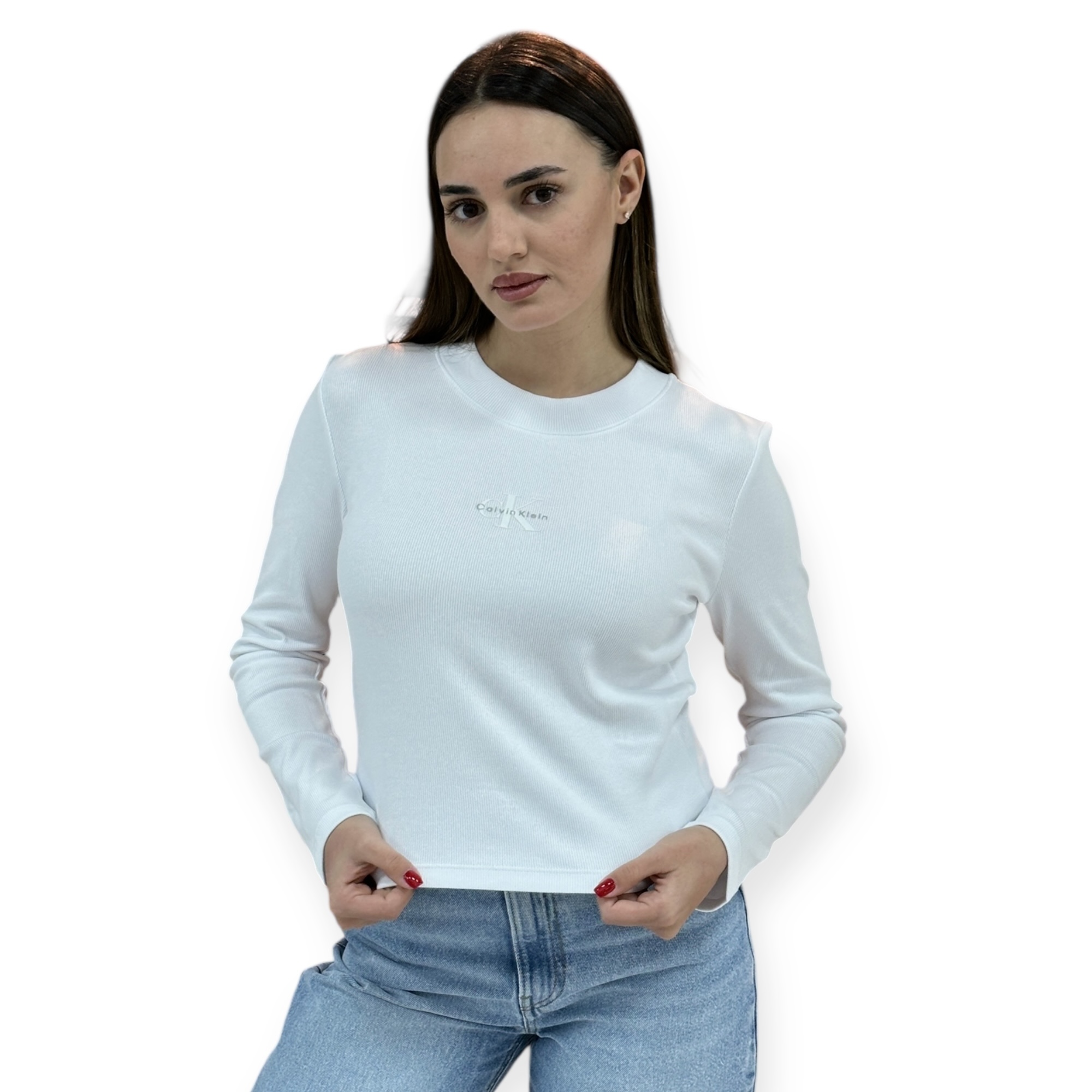 חולצה CALVIN KLEIN MONOGRAM LS BABY TEE חולצה CALVIN KLEIN MONOGRAM LS BABY TEE