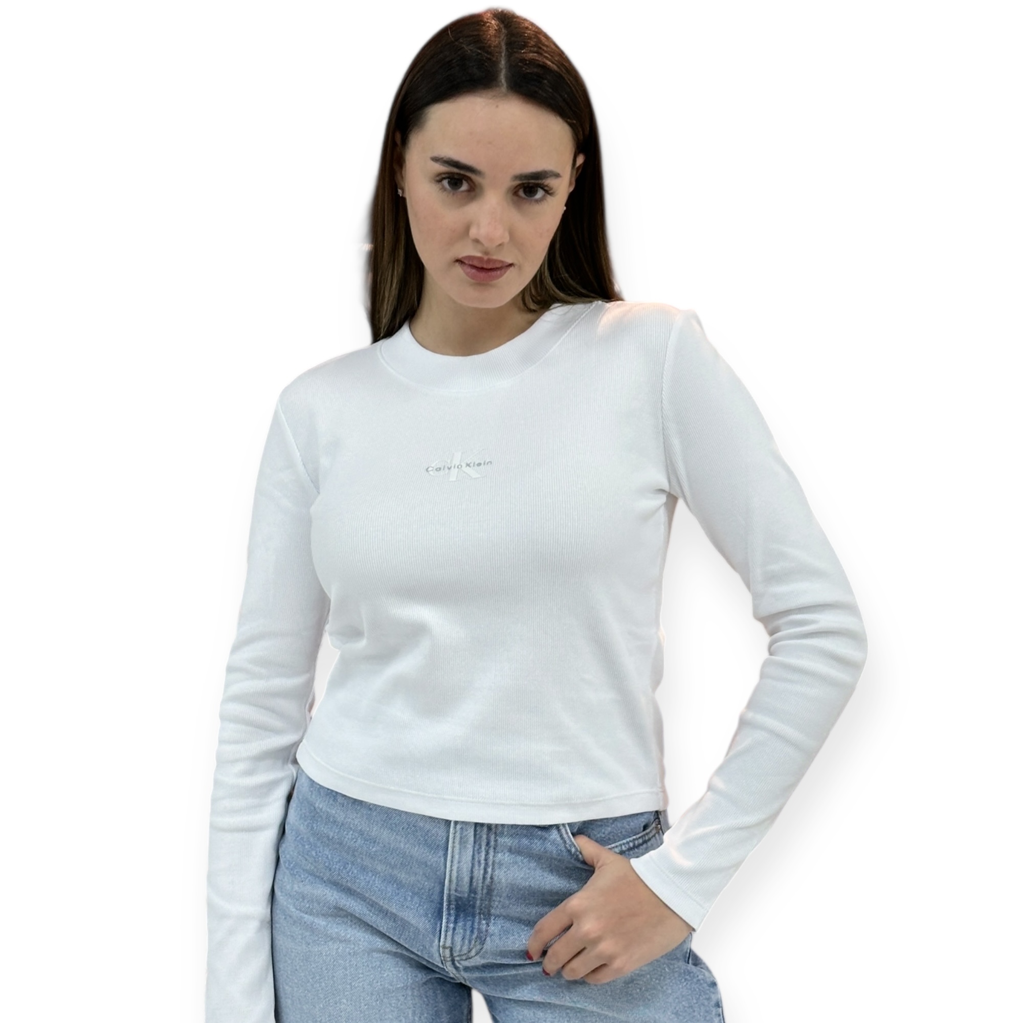 חולצה CALVIN KLEIN MONOGRAM LS BABY TEE חולצה CALVIN KLEIN MONOGRAM LS BABY TEE