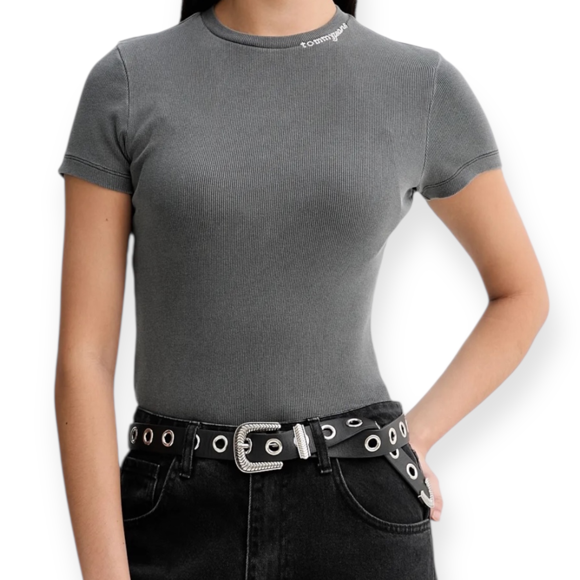 חולצה TOMMY HILFIGER SLIM SCRIPT RIB TEE