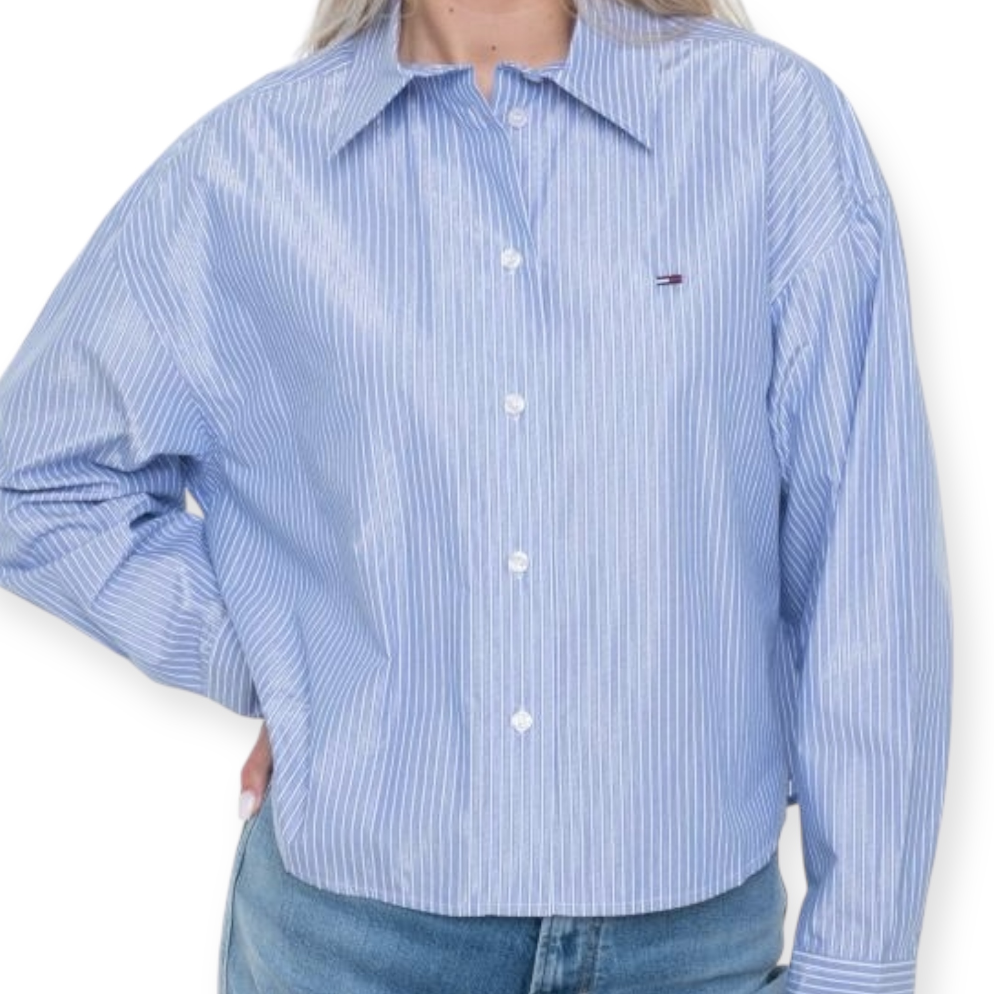 חולצה TOMMY HILFIGER CROP OVS SHIRT