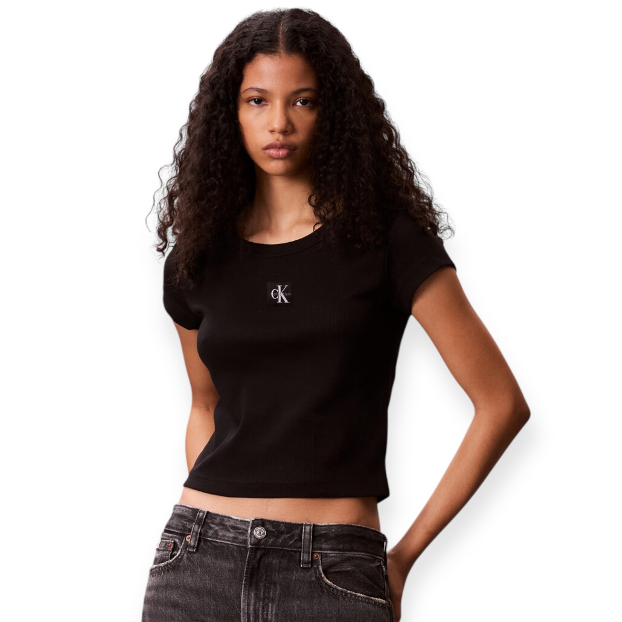 חולצה נשים CALVIN KLEIN WOVEN SS BABY TEE