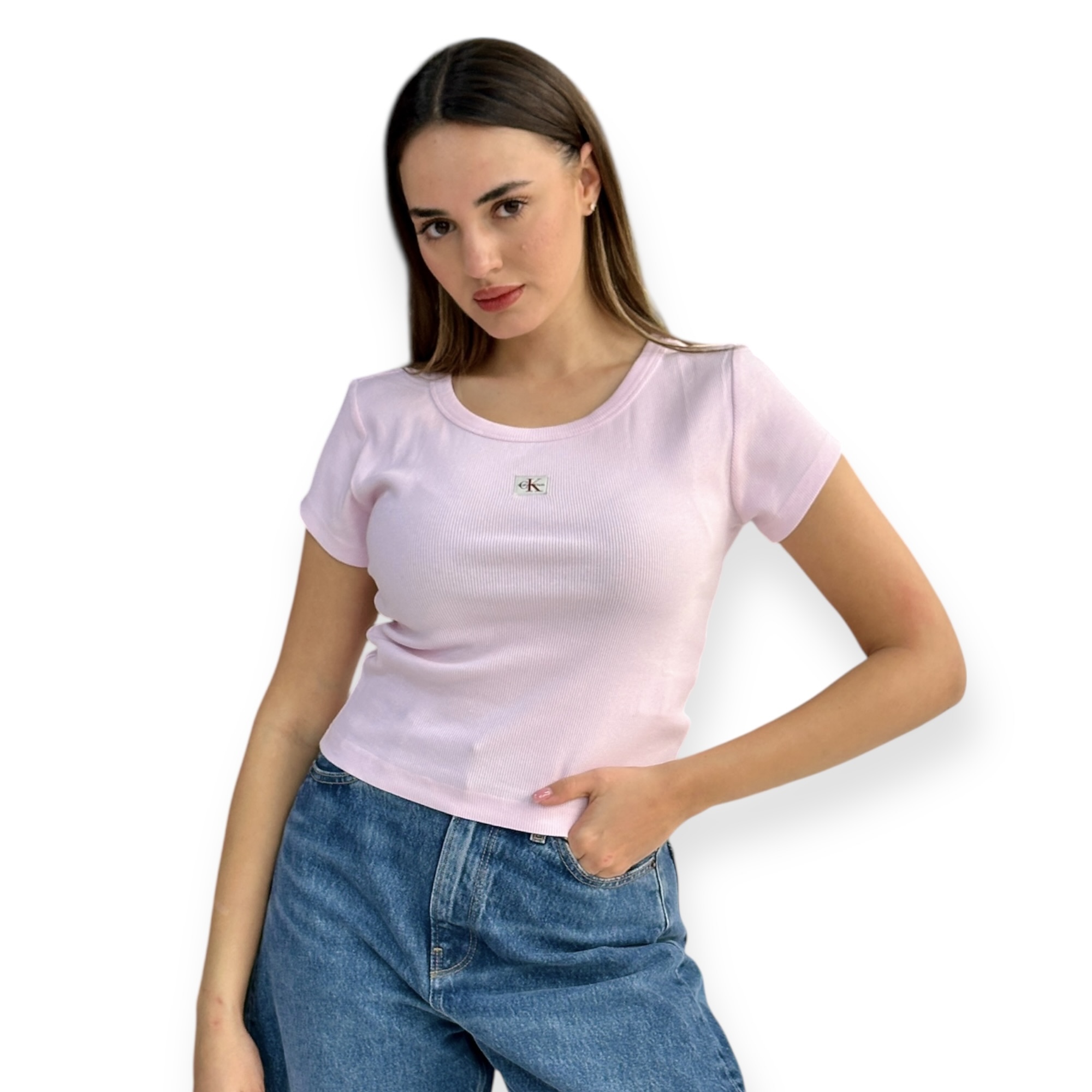 חולצה נשים CALVIN KLEIN WOVEN SS BABY TEE