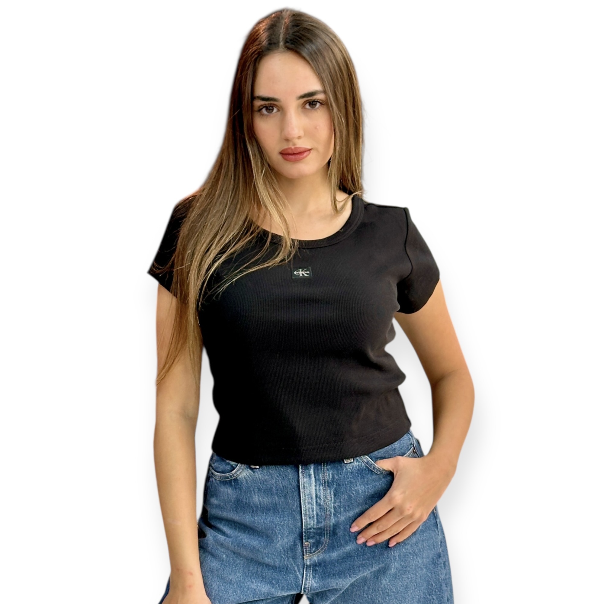 חולצה נשים CALVIN KLEIN WOVEN SS BABY TEE