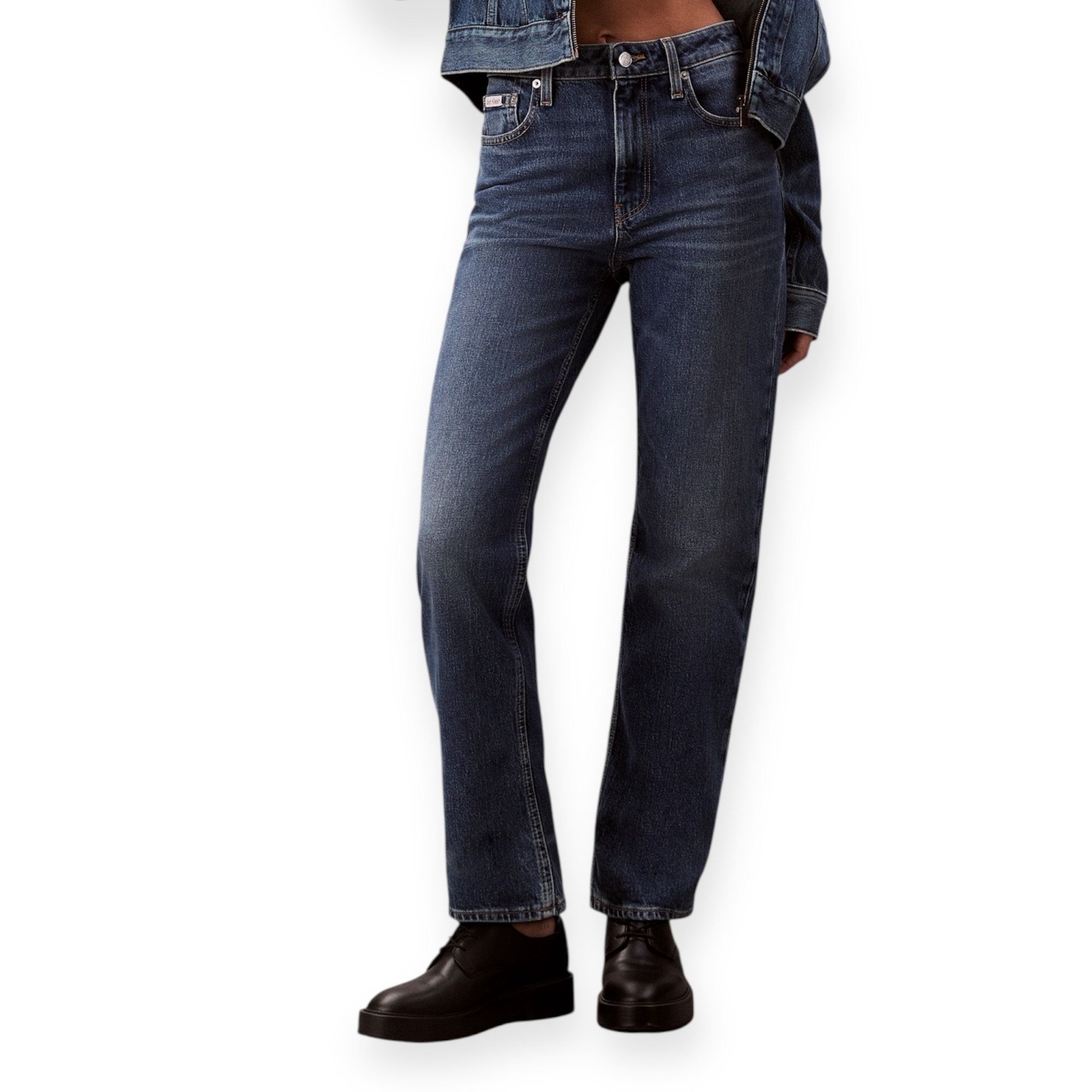 גינס  CLVIN KLEIN HIGH RISE STRAIGHT JEANS