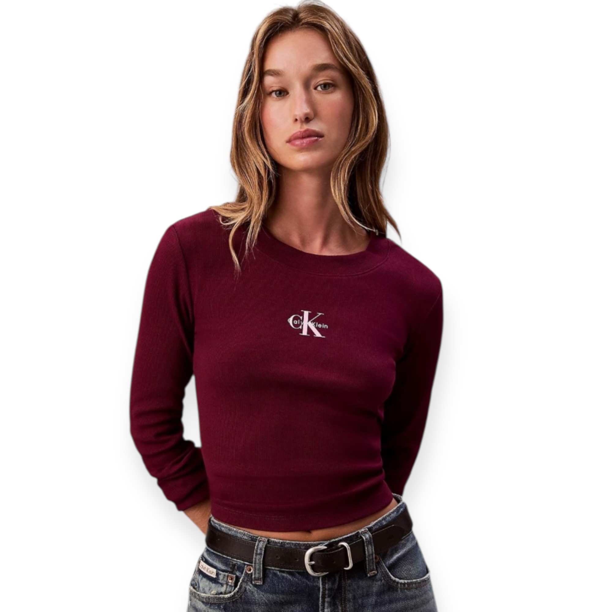 חולצה CALVIN KLEIN MONOGRAM LS BABY TEE