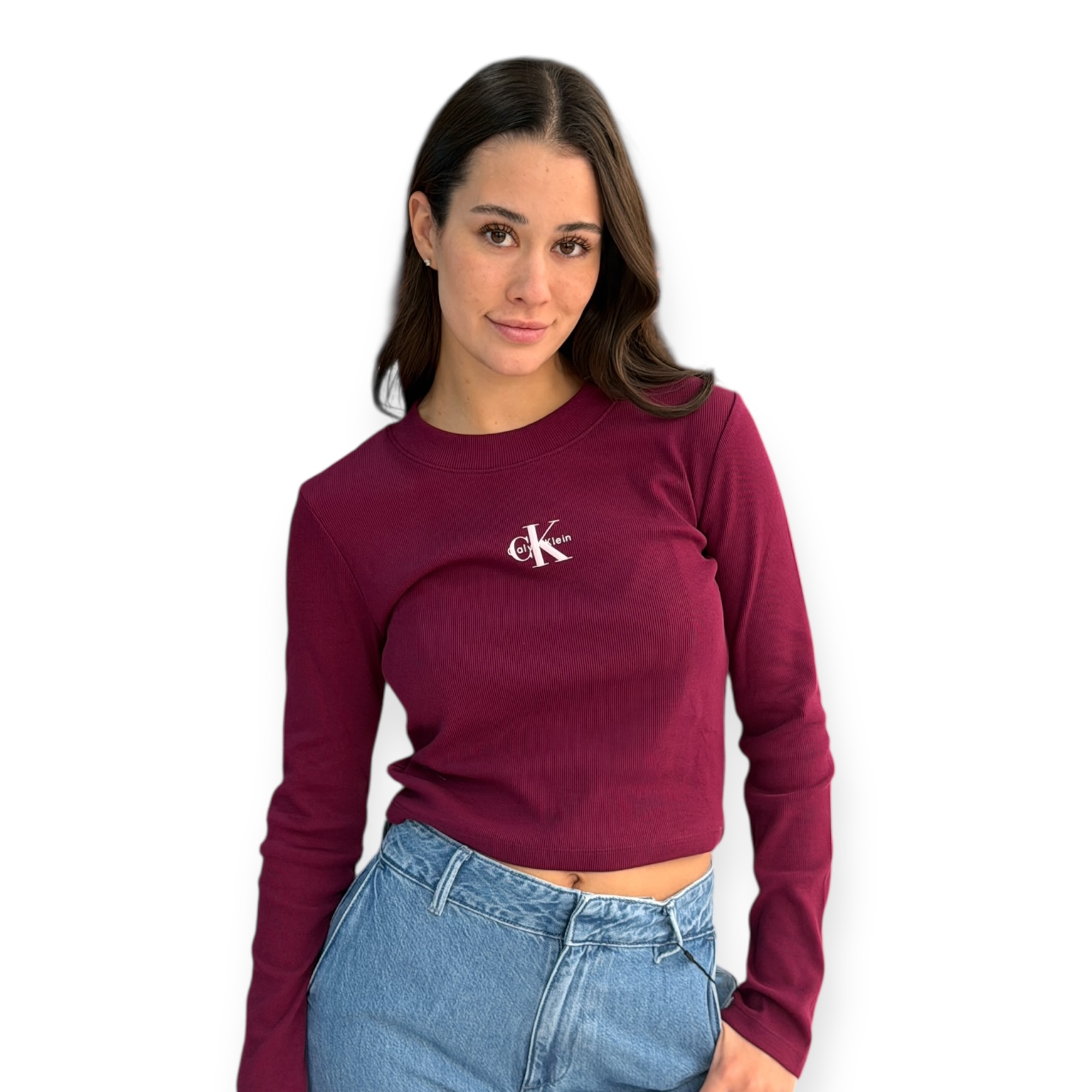 חולצה CALVIN KLEIN MONOGRAM LS BABY TEE