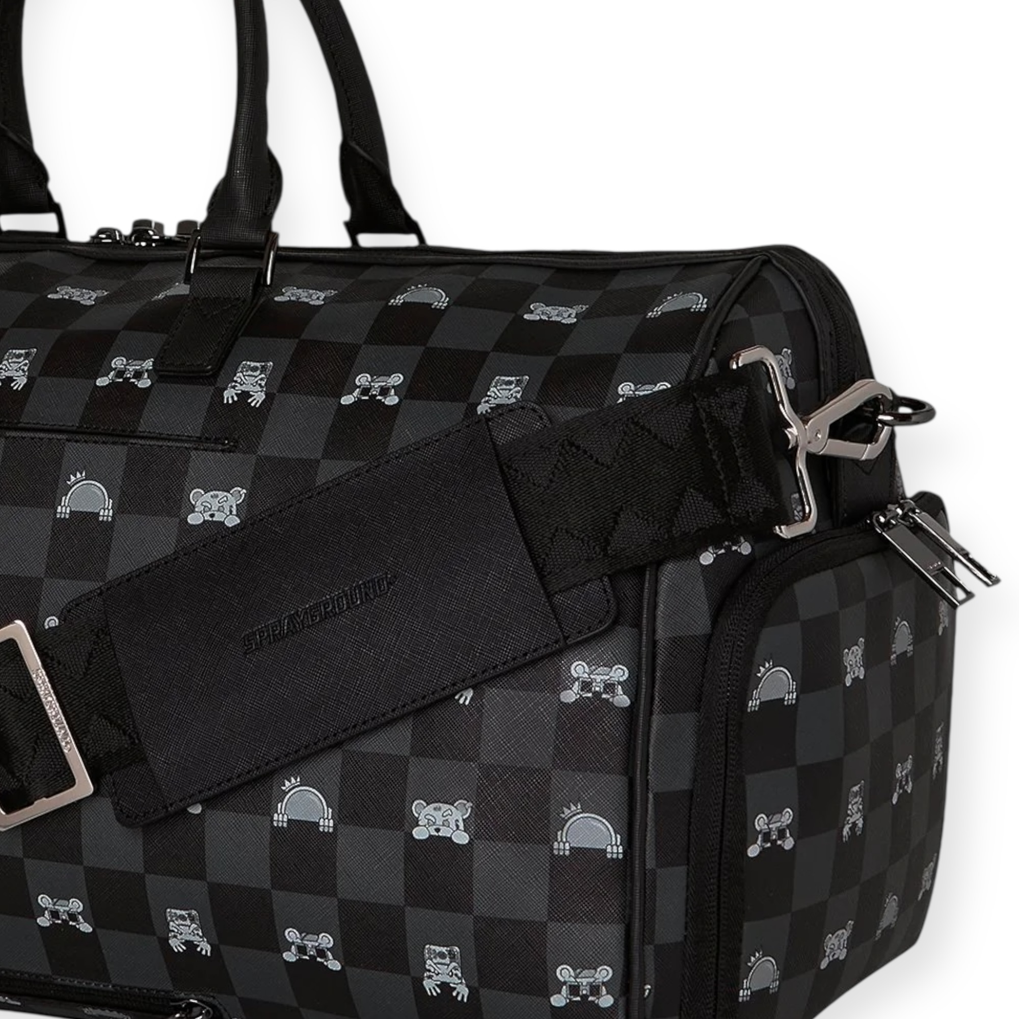 תיק SPRAYGROUND GRAY PEEKING CHARACTER CHECK LARGE DUFFLE