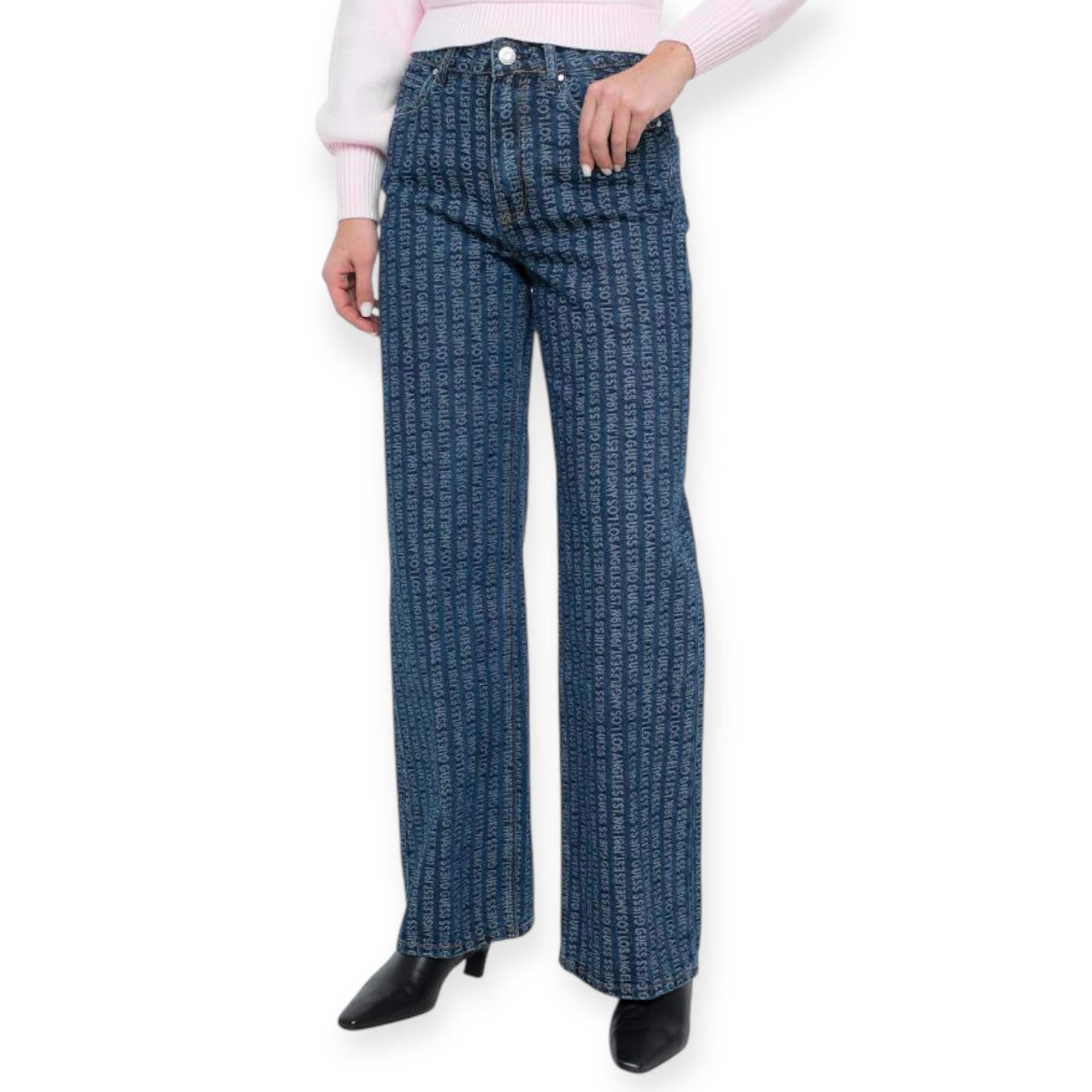 גינס GUESS WIDE LEG MONOGRAM JEANS