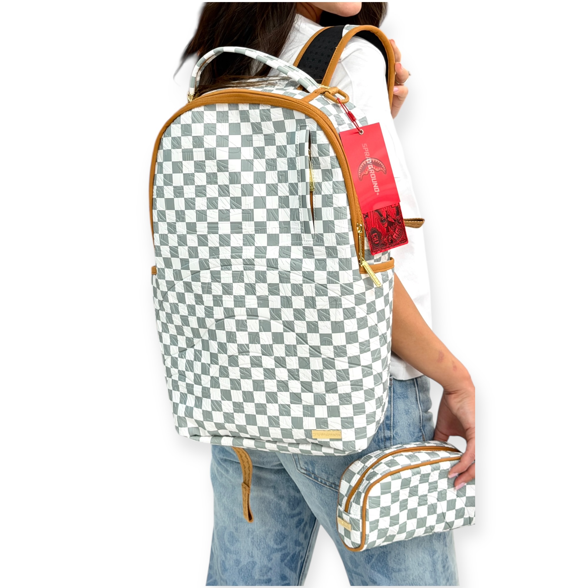 תיק SPRAYGROUND GRAFF EMBOSSED CREAM CHECK DLXSV BACKPACK