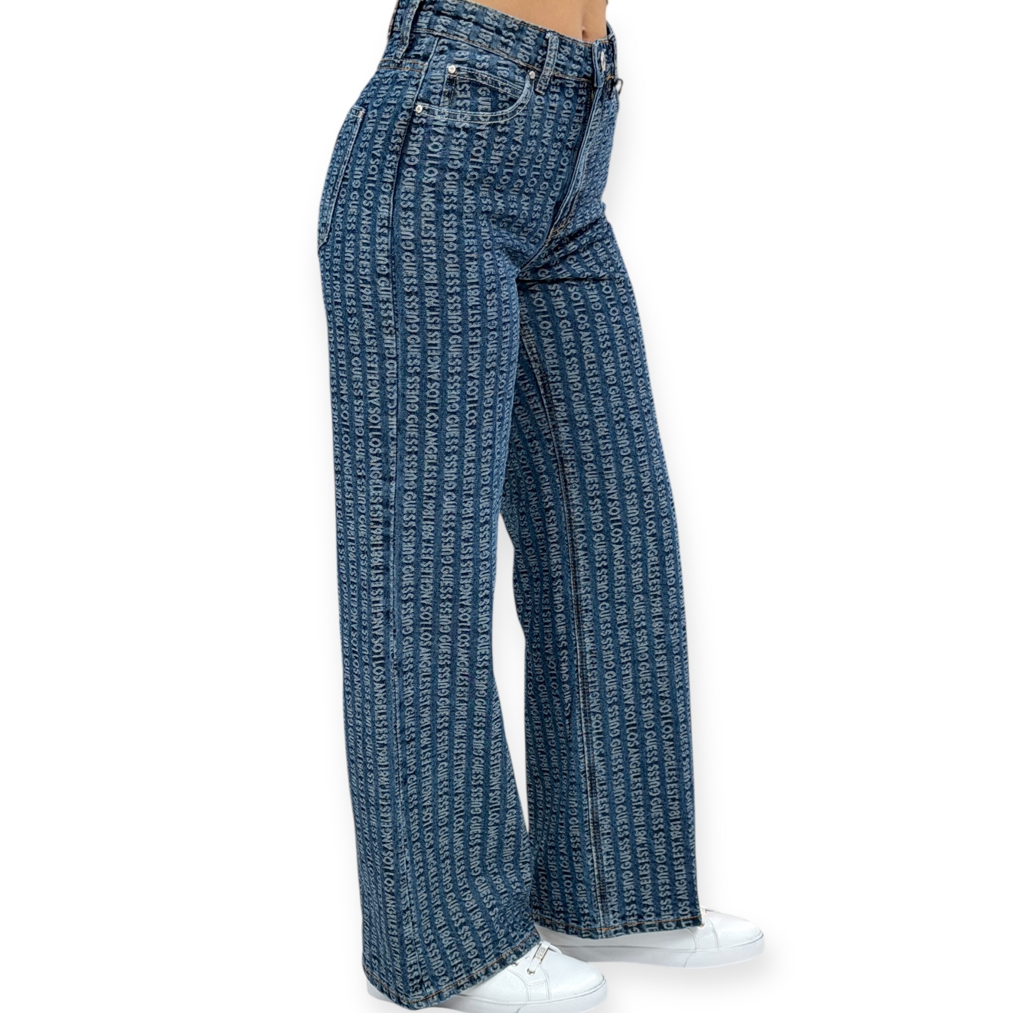 גינס GUESS WIDE LEG MONOGRAM JEANS