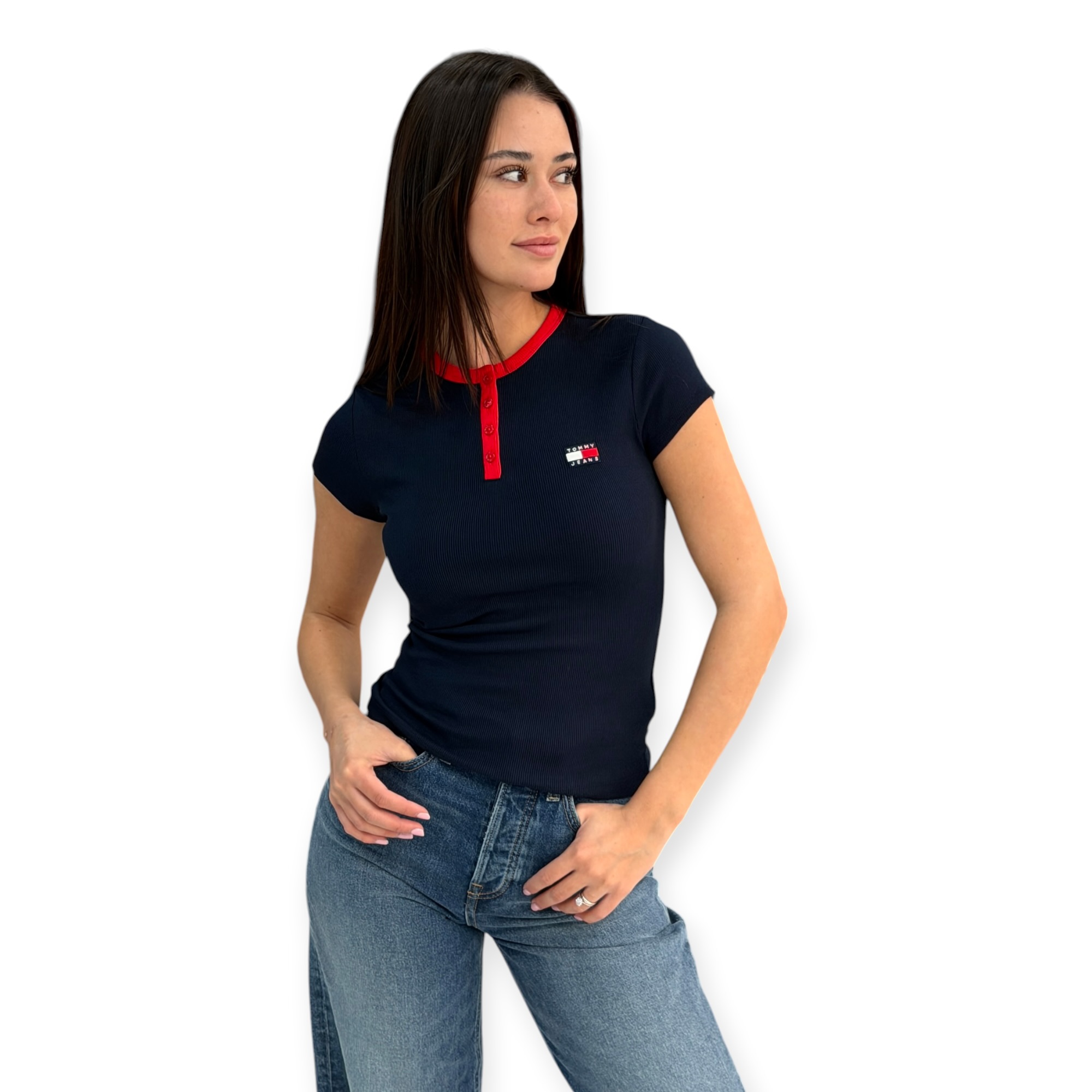 חולצה TOMMY HILFIGER SLIM HENLEY BADG חולצה TOMMY HILFIGER SLIM HENLEY BADG