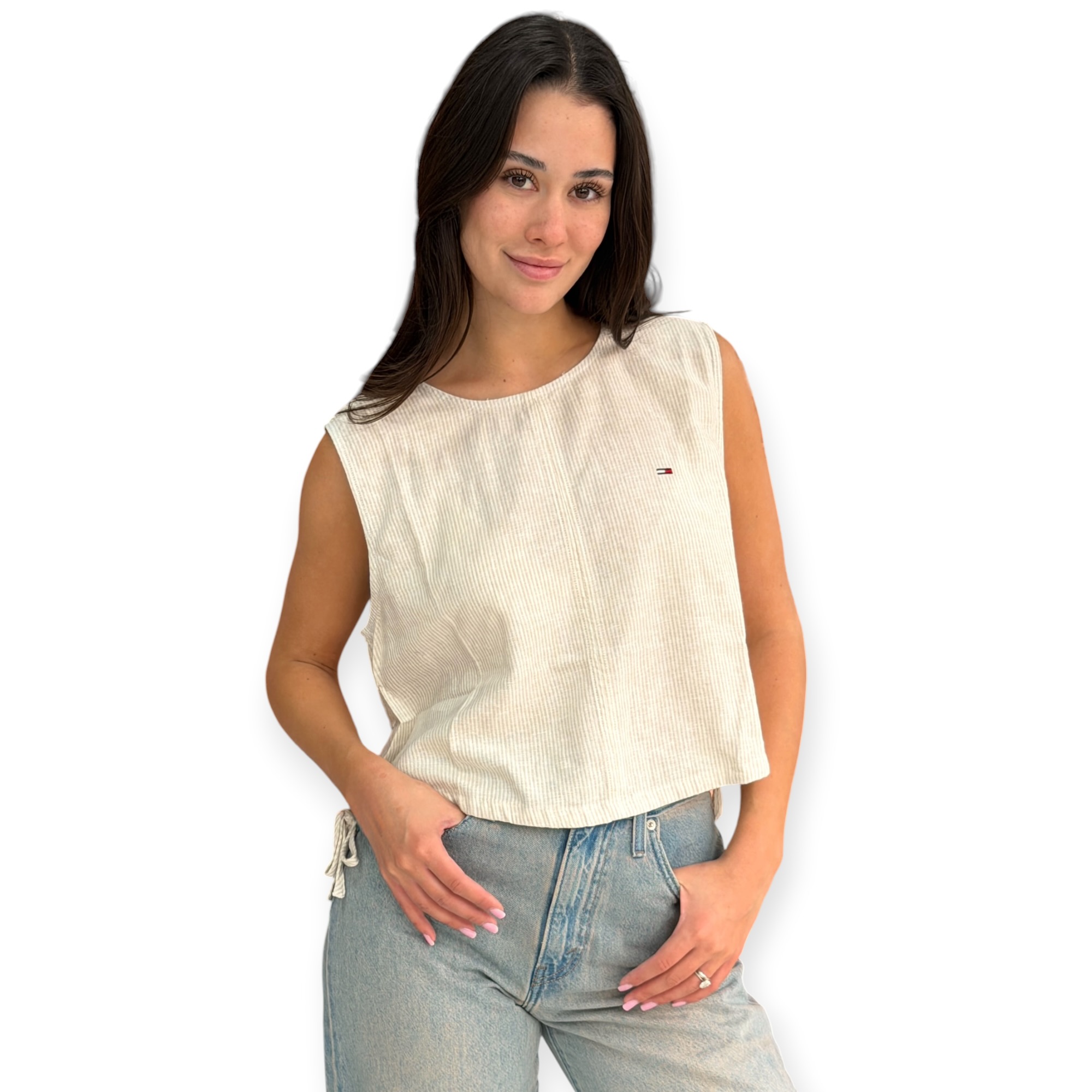 חולצה נשים TOMMY HILFIGER SIDE LINEN SHIRT