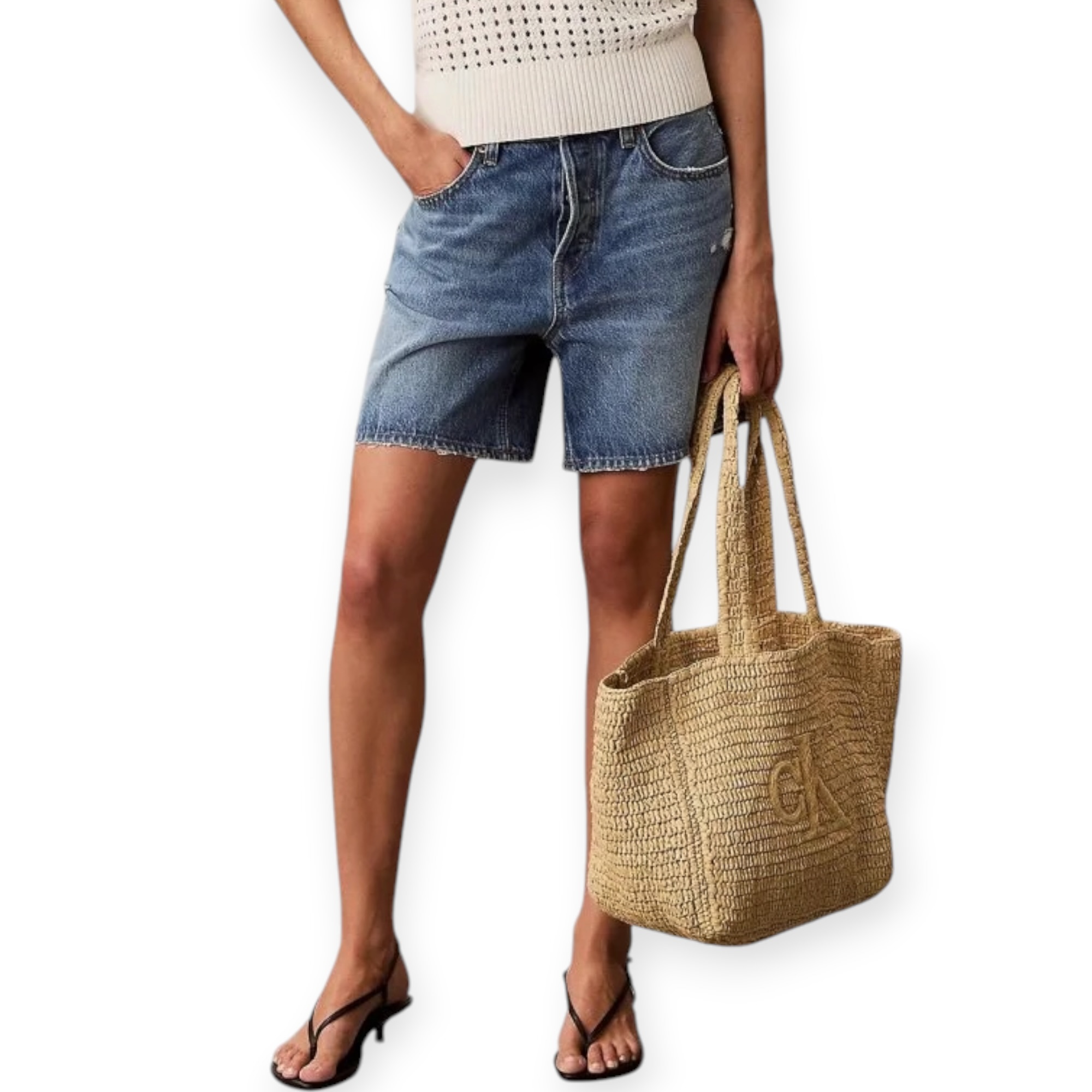 תיק נשים CALVIN KLEIN BOLD RAFIA MEDIUM TOTE