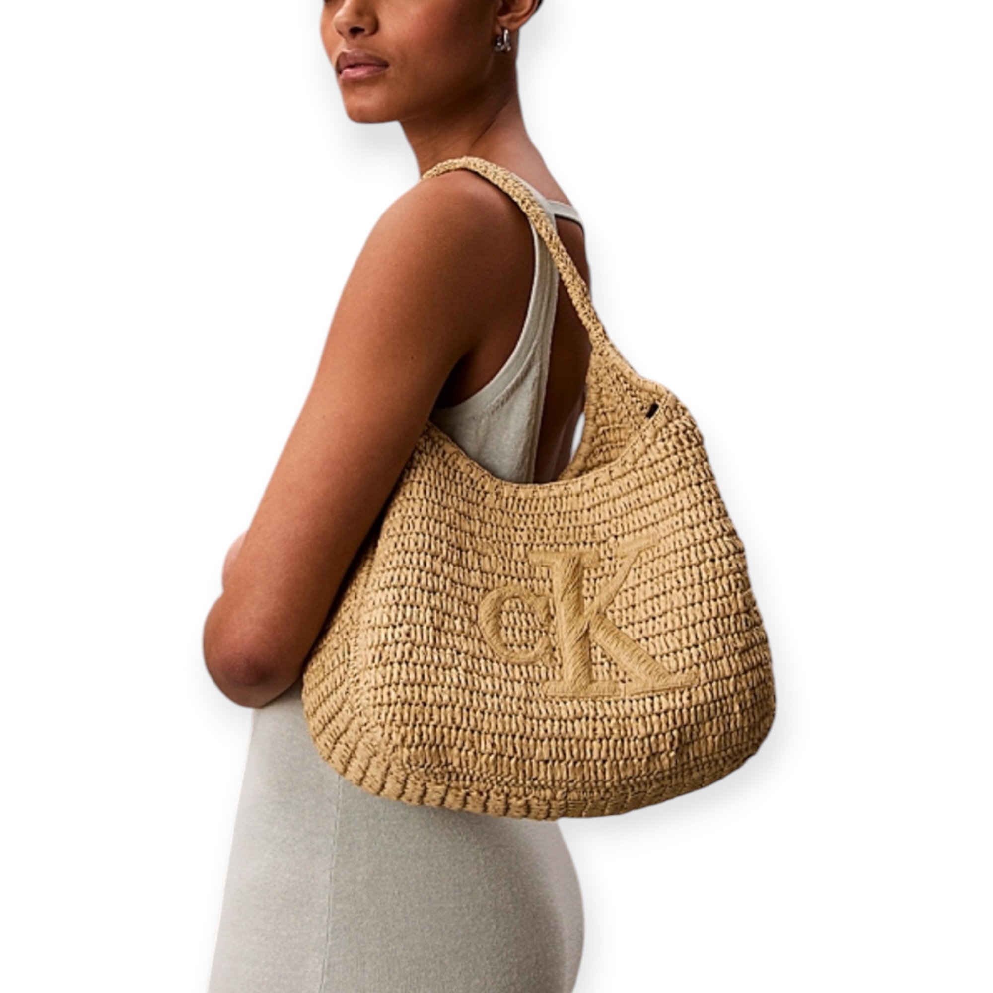תיק נשים CALVIN KLEIN BOLD RAFIA SHOULDER BAG