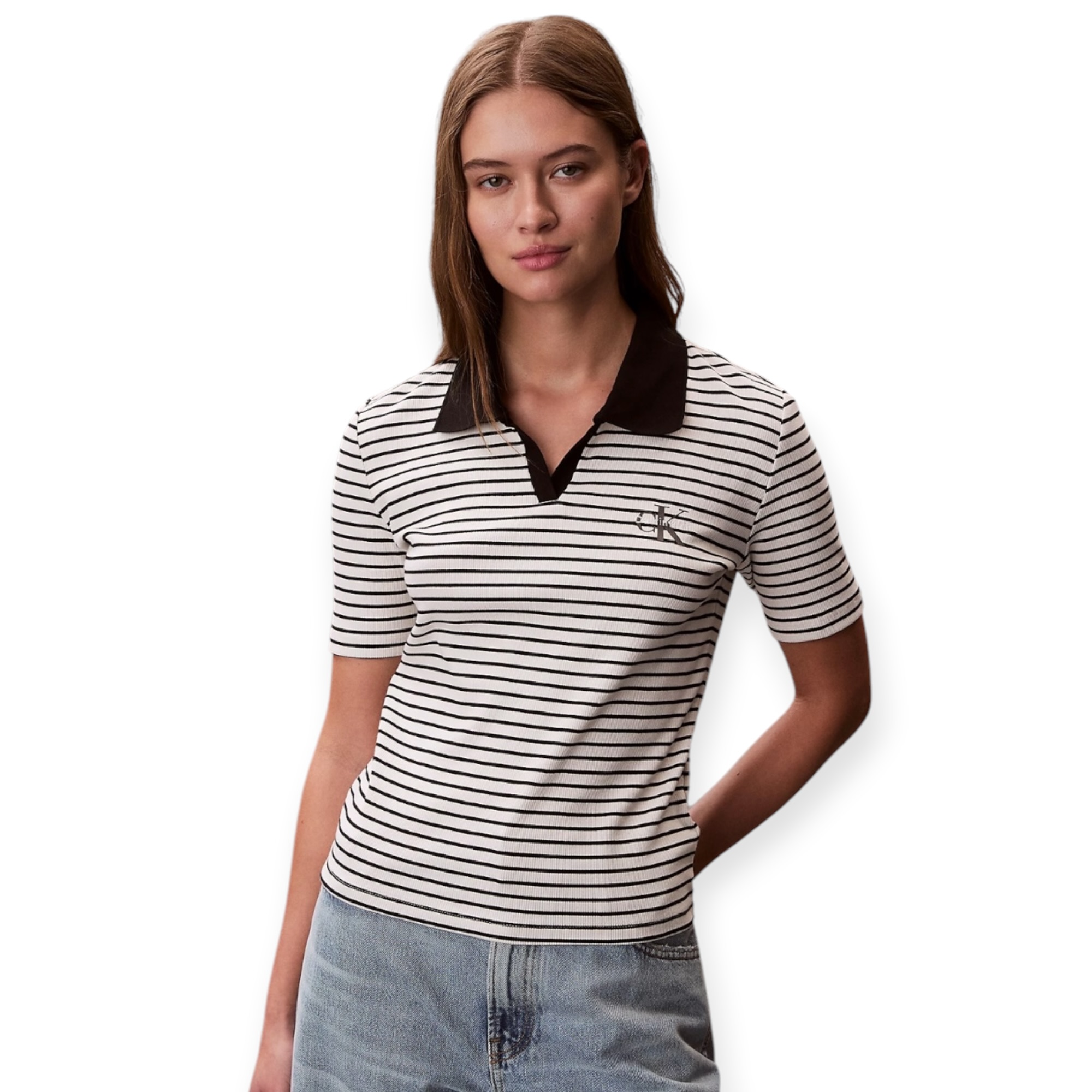 חולצה נשים CALVIN KLEIN POLO RIB