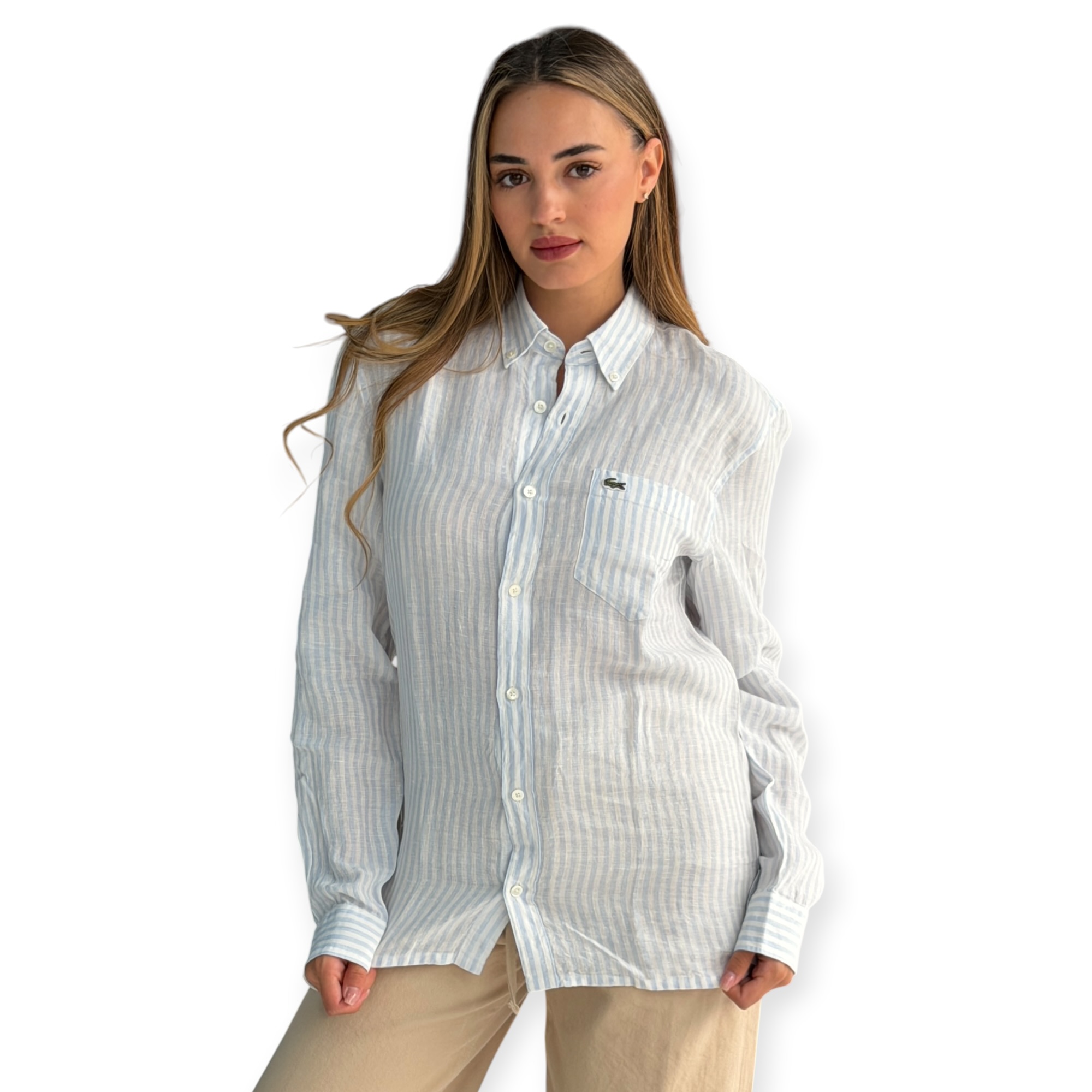 חולצה מכופתרת פשתן LACOSTE SHIRT