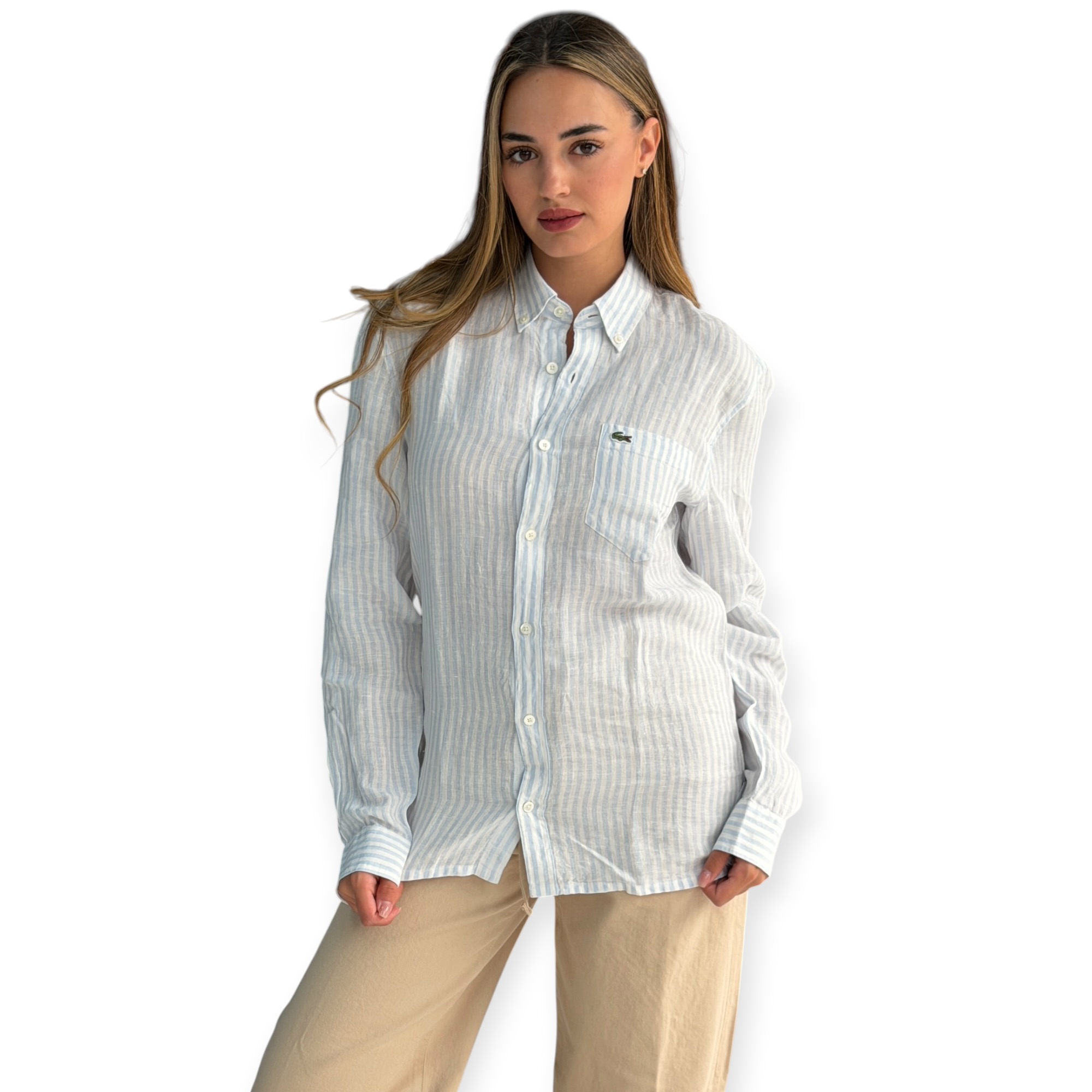 חולצה מכופתרת פשתן LACOSTE SHIRT