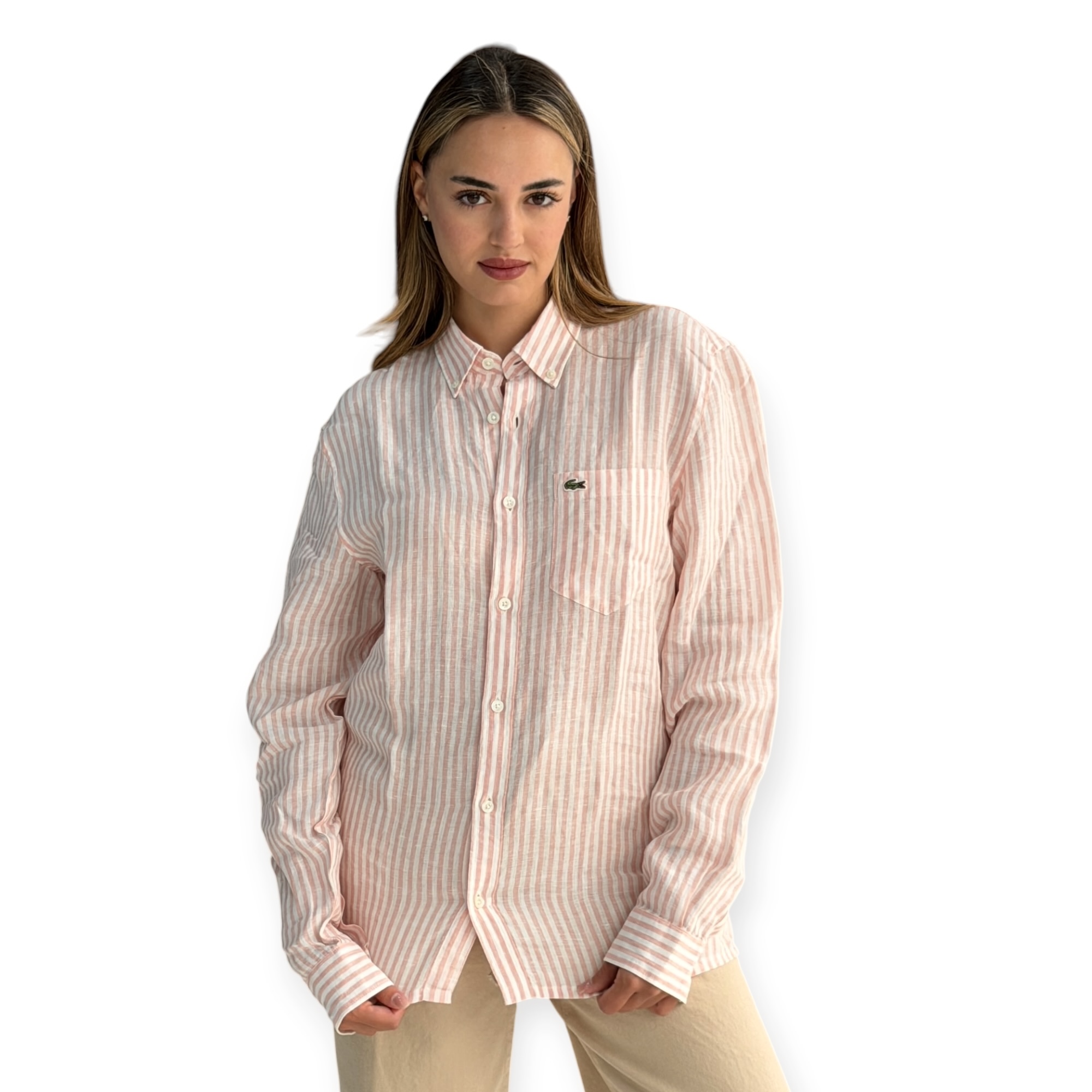 חולצה מכופתרת פשתן LACOSTE SHIRT