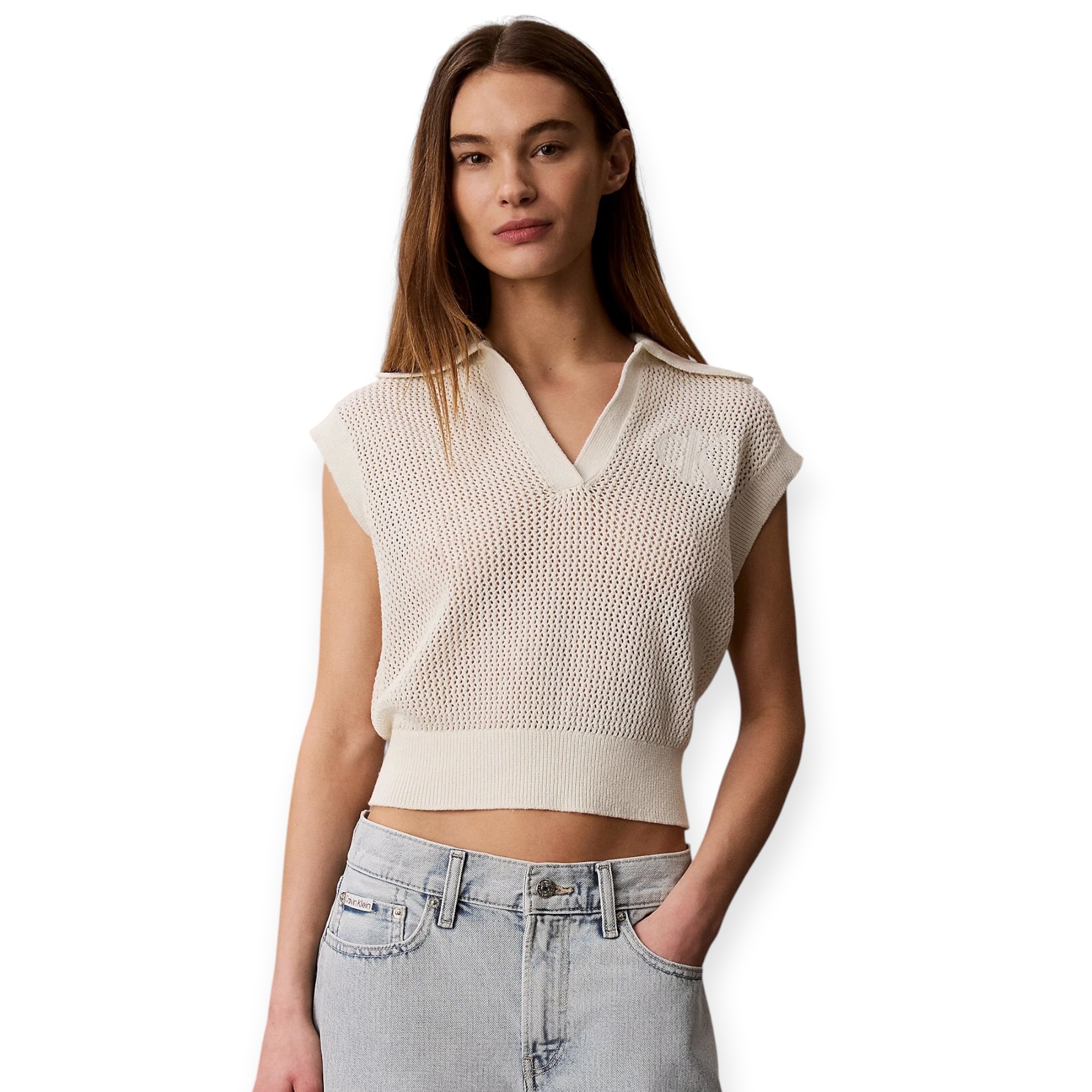 חולצה נשים CALVIN KLEIN CROCHET CROPPED VEST