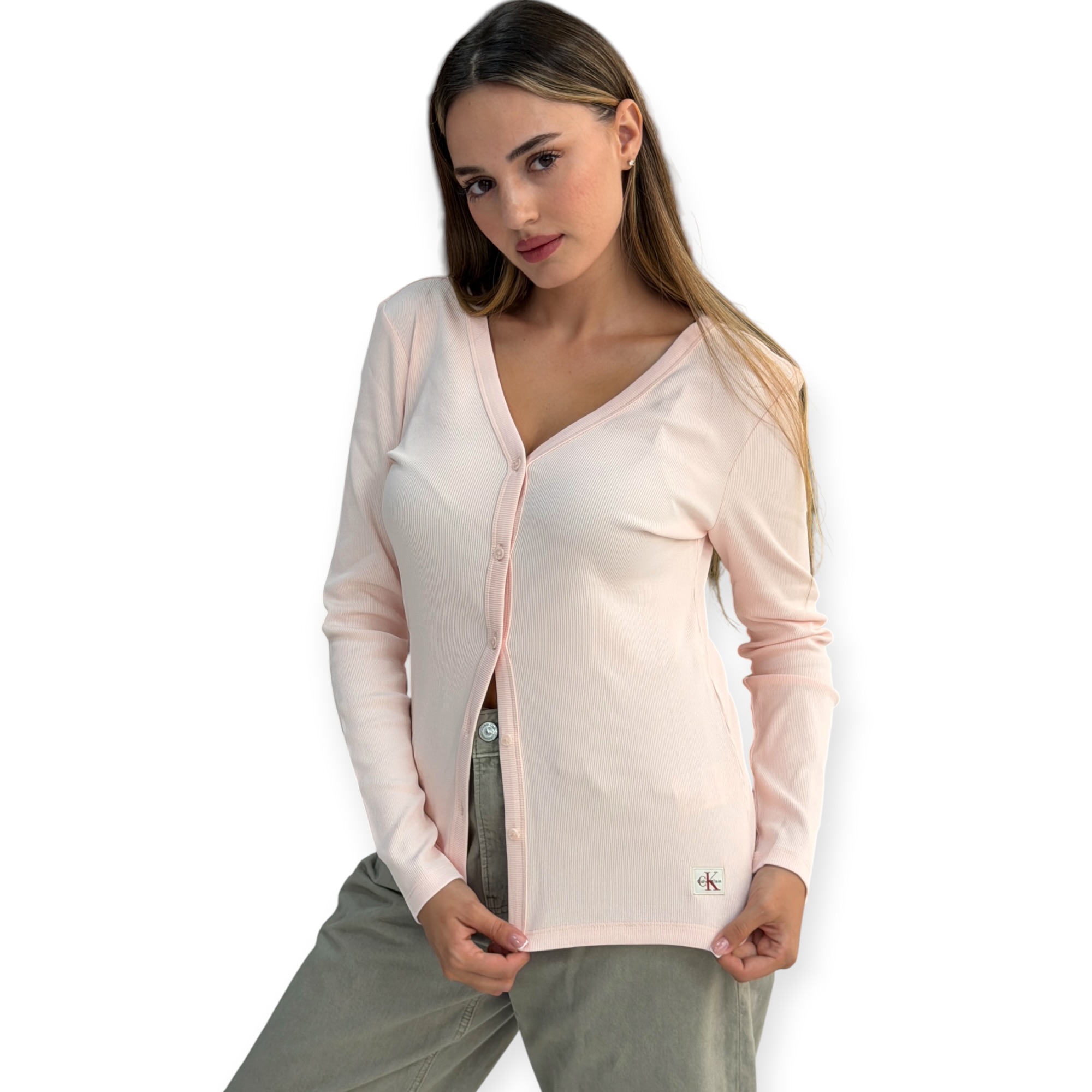 חולצה נשים CALVIN KLEIN LABEL BABY RIB TEE