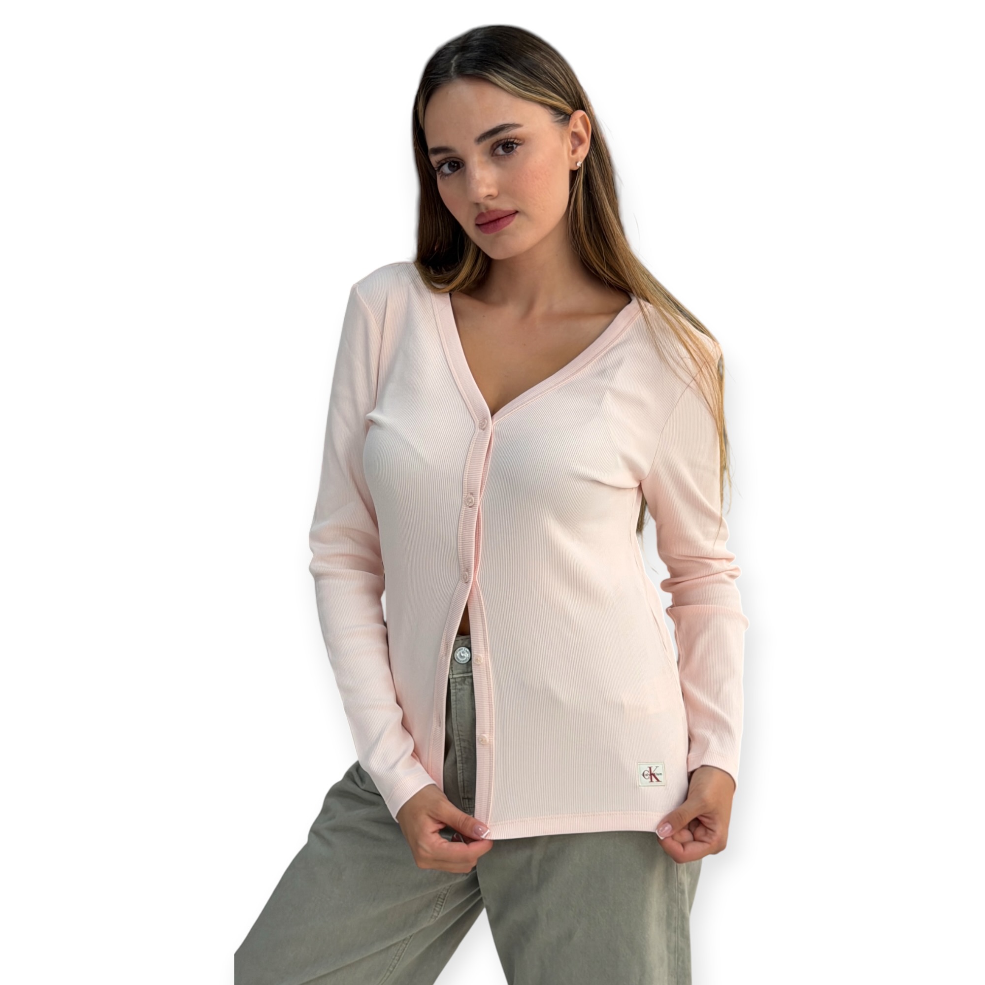 חולצה נשים CALVIN KLEIN LABEL BABY RIB TEE