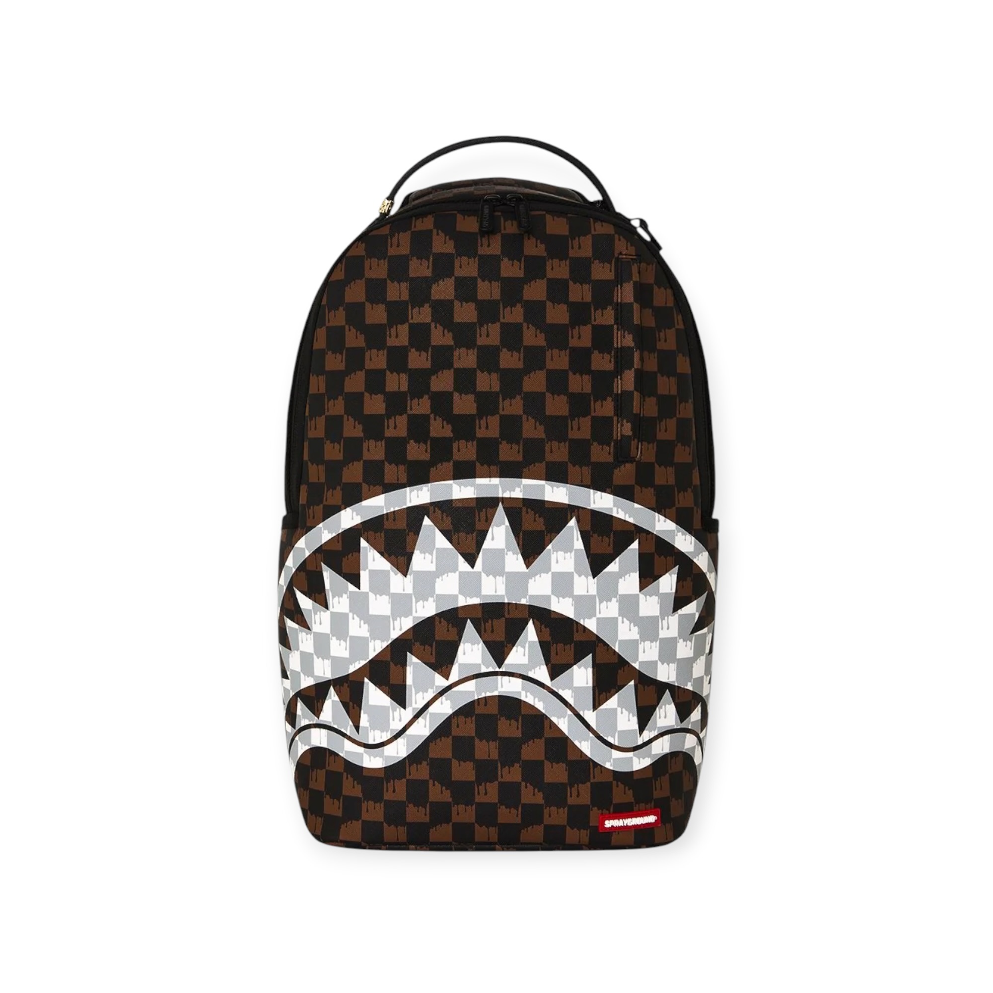 תיק גב SPRAYGROUND BROWN AND CREAM DRIP CHECK SHARK BACKPACK