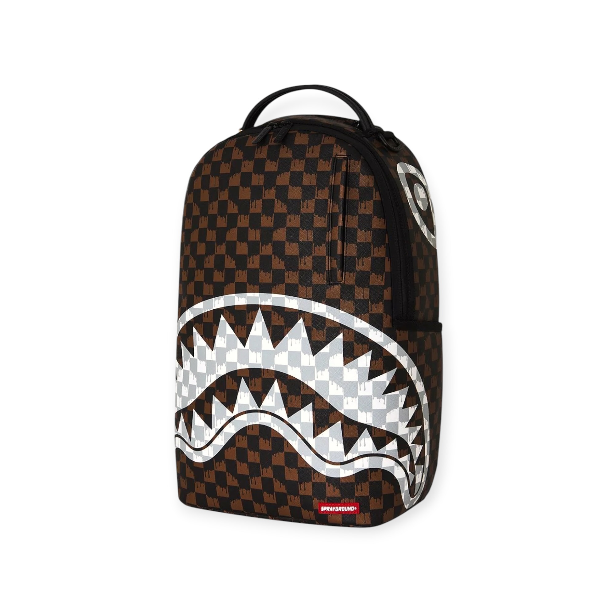 תיק גב SPRAYGROUND BROWN AND CREAM DRIP CHECK SHARK BACKPACK